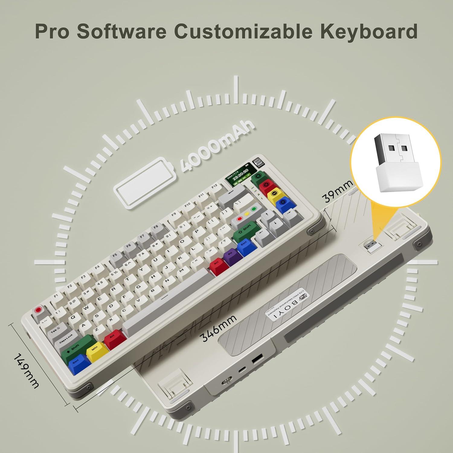 Teclado Mecánico BOYI C75Pro 75% RGB con Pantalla TFT