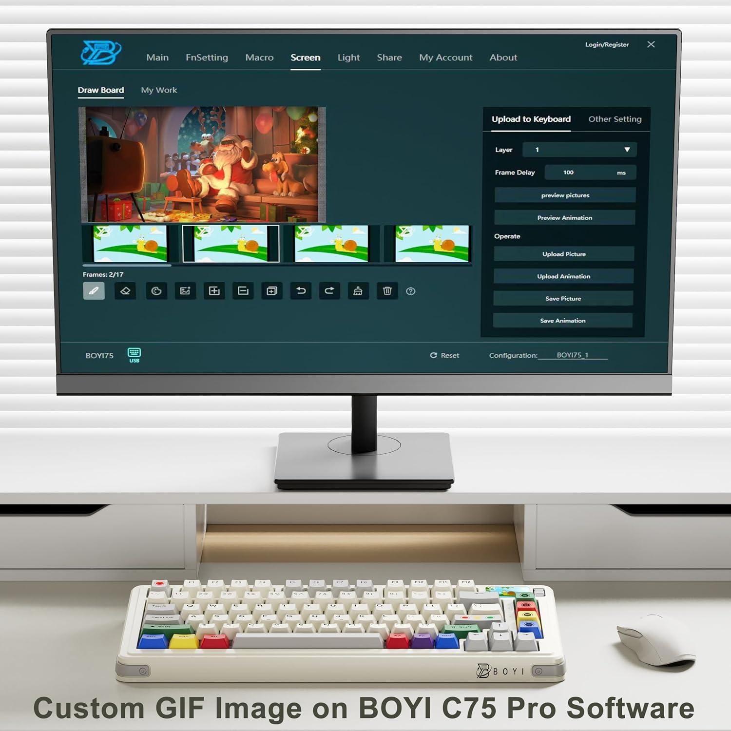 Teclado Mecánico BOYI C75Pro 75% RGB con Pantalla TFT