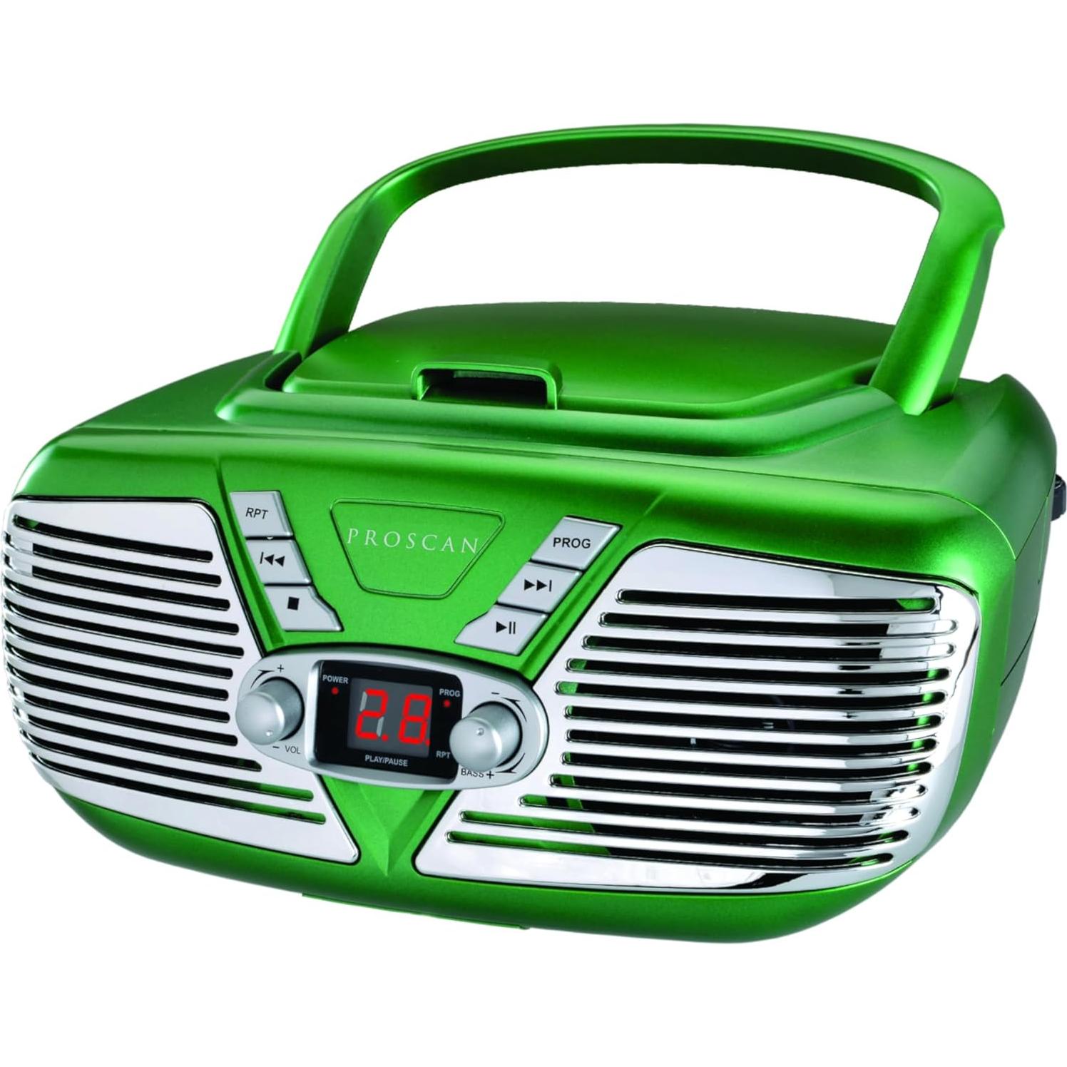 Boombox Retro Portátil Sylvania CD y Radio AM/FM Verde