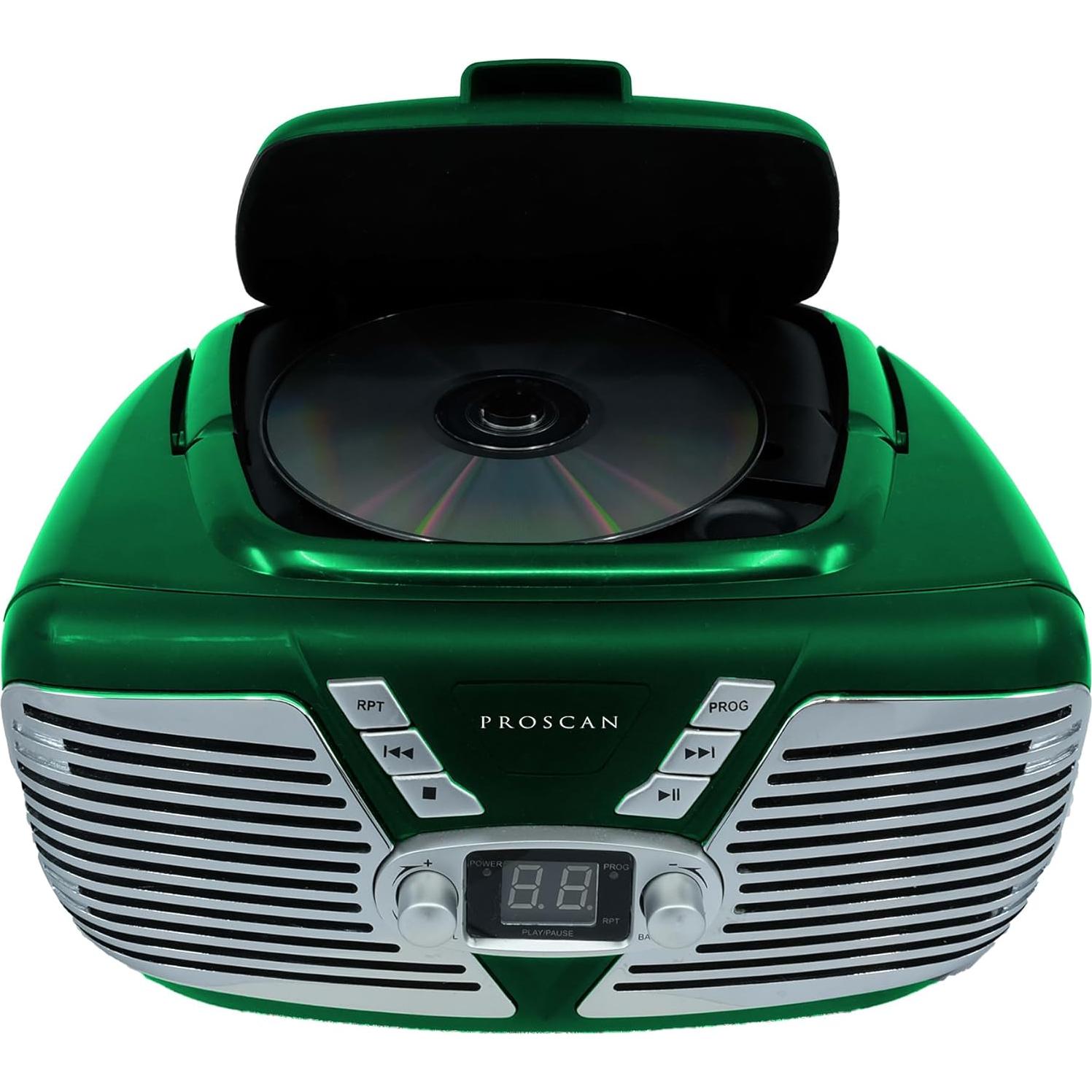 Boombox Retro Portátil Sylvania CD y Radio AM/FM Verde