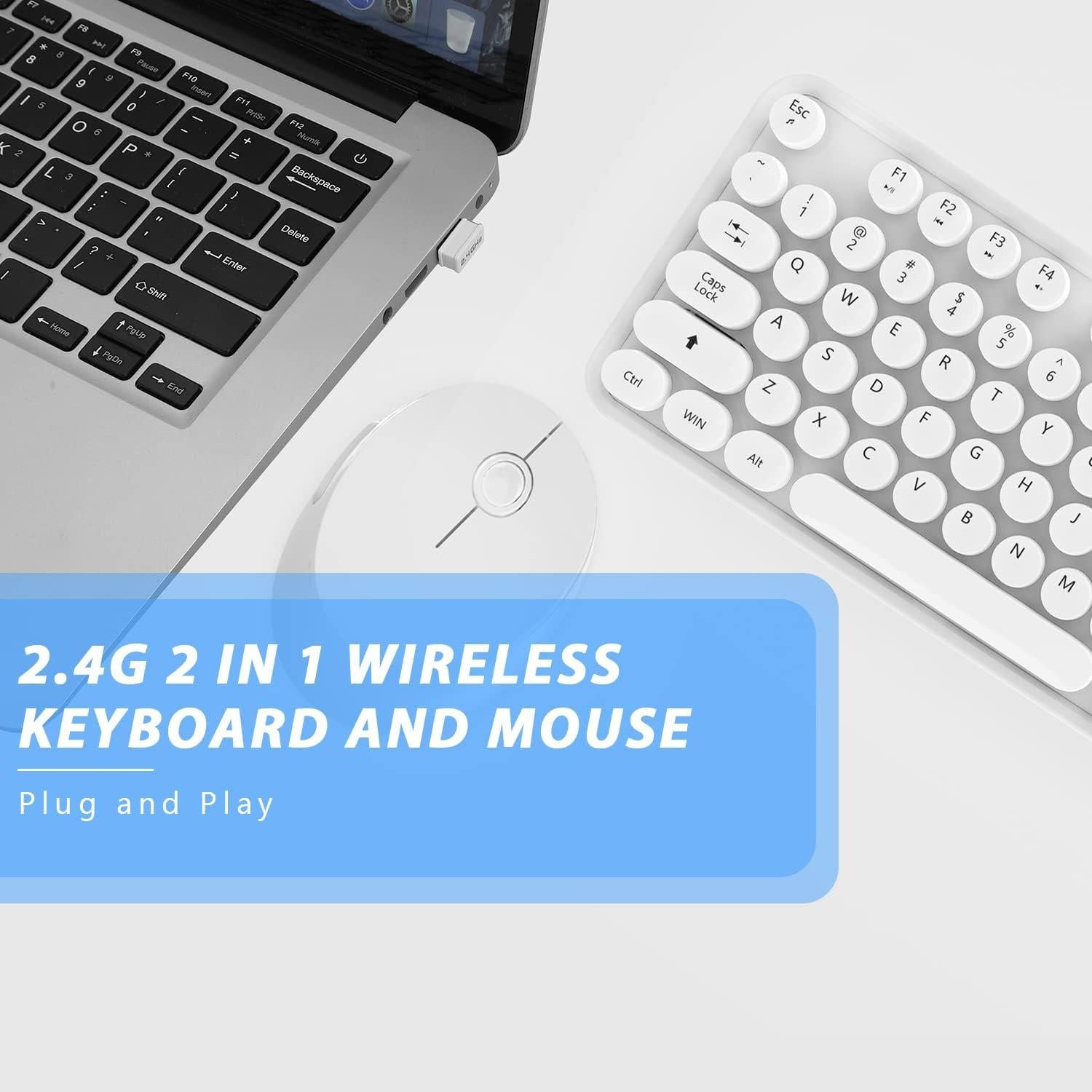 Combo Teclado y Ratón Inalámbrico LETTON Blanco 104 Teclas