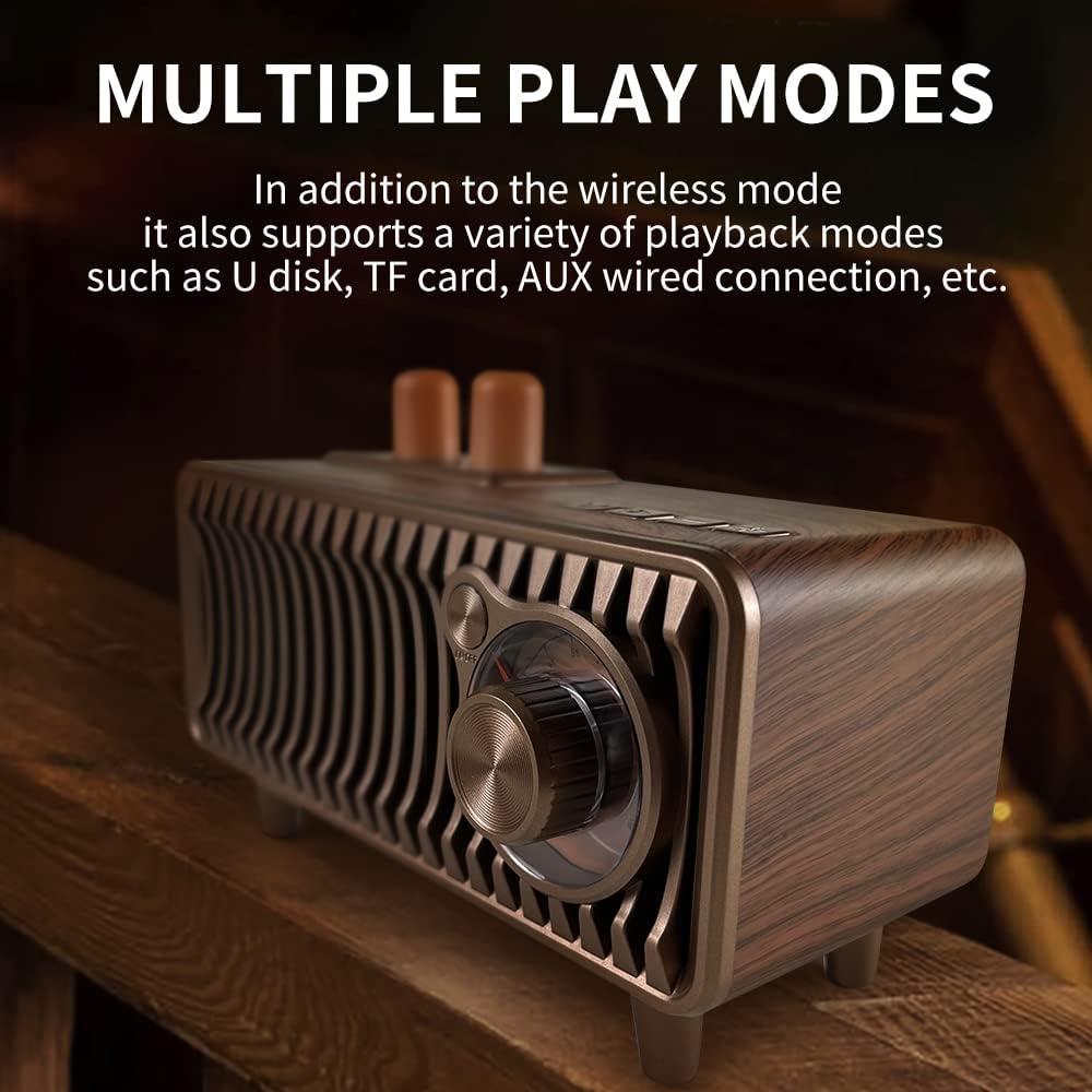 Altavoz Bluetooth Retro CYBORIS T7 Madera Nogal 20W