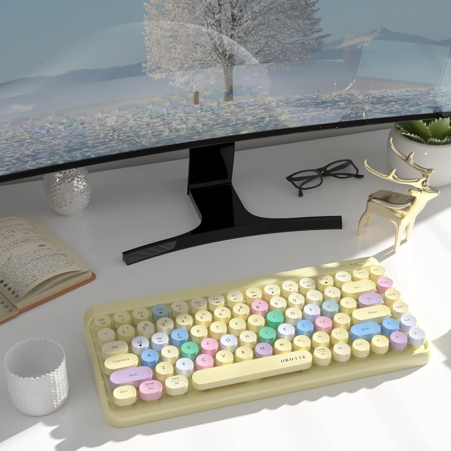 Teclado Bluetooth Retro KKT SK-621BT Colorido 84 Teclas