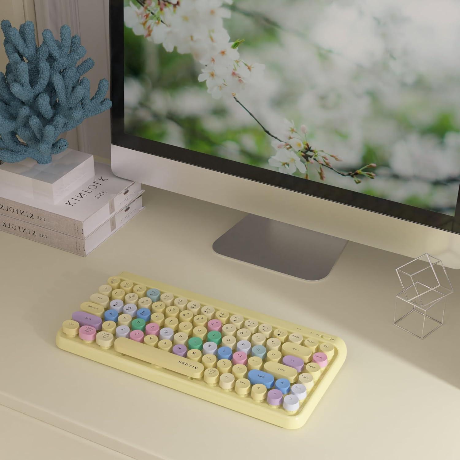 Teclado Bluetooth Retro KKT SK-621BT Colorido 84 Teclas