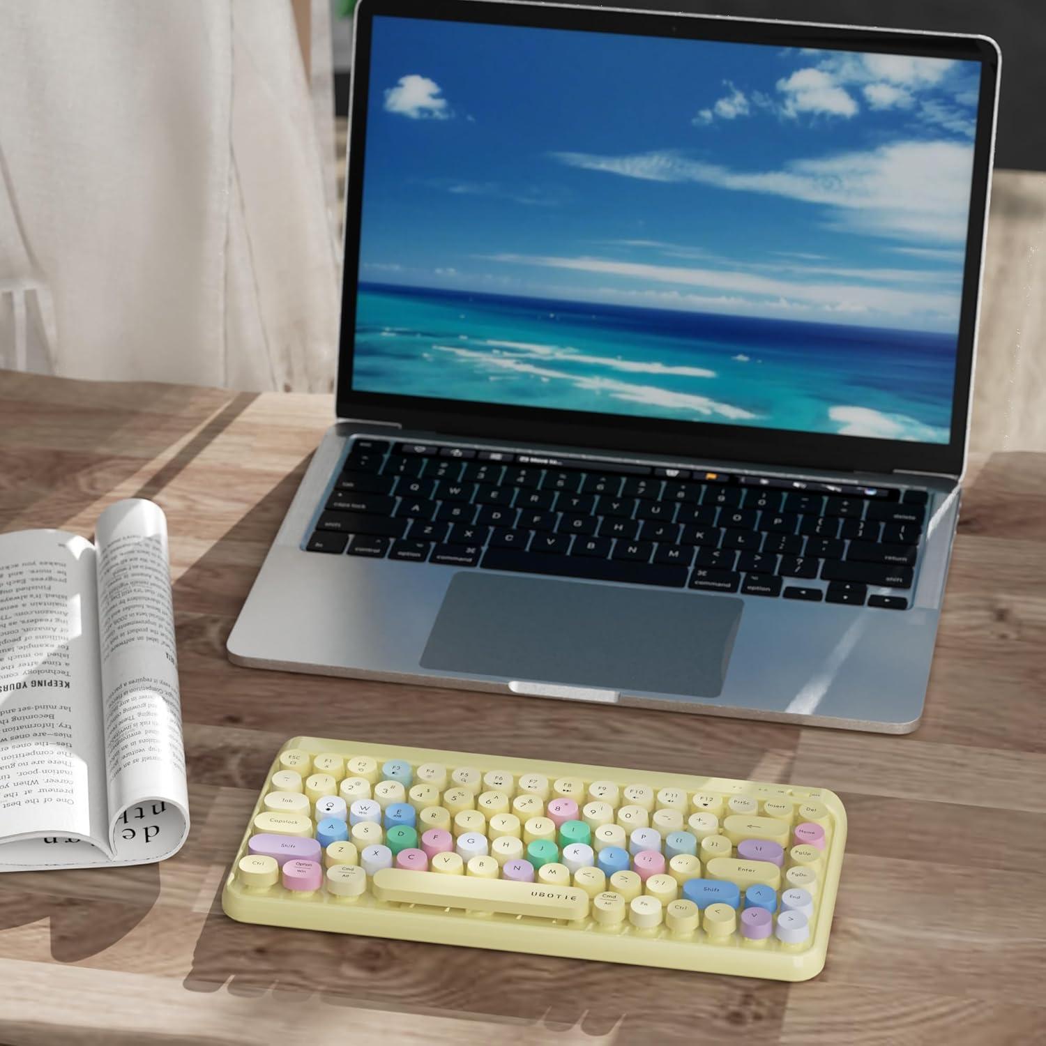 Teclado Bluetooth Retro KKT SK-621BT Colorido 84 Teclas