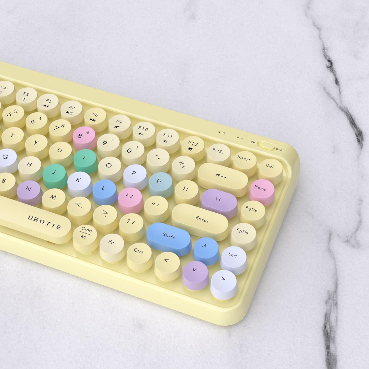 Teclado Bluetooth Retro KKT SK-621BT Colorido 84 Teclas