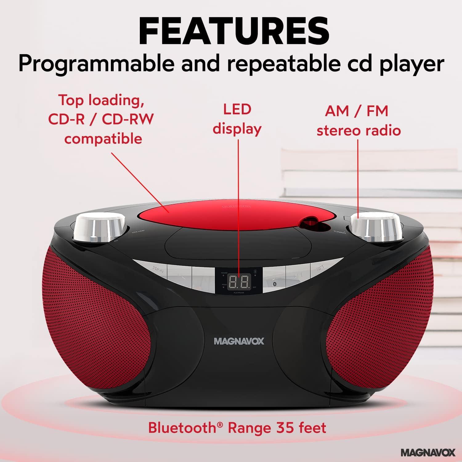 Reproductor de CD Magnavox MD6949 Portátil Bluetooth Negro