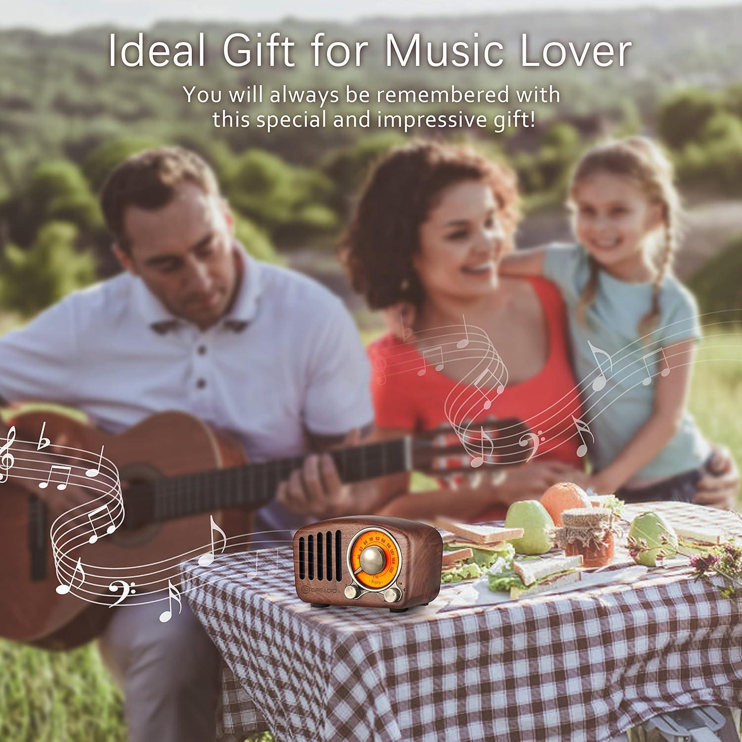 Altavoz Bluetooth Greadio R919 Madera Nogal Retro 11.18cm