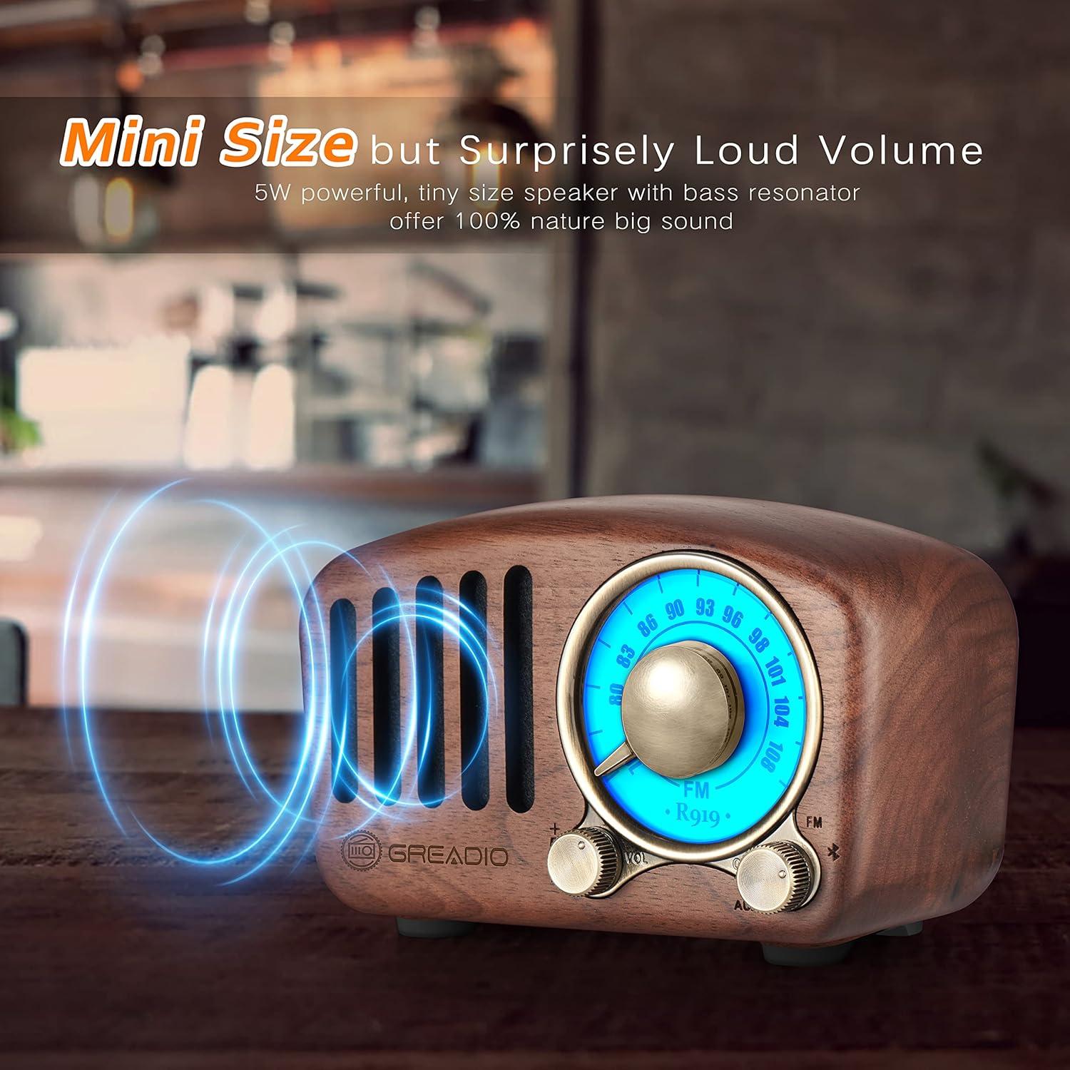 Altavoz Bluetooth Greadio R919 Madera Nogal Retro 11.18cm