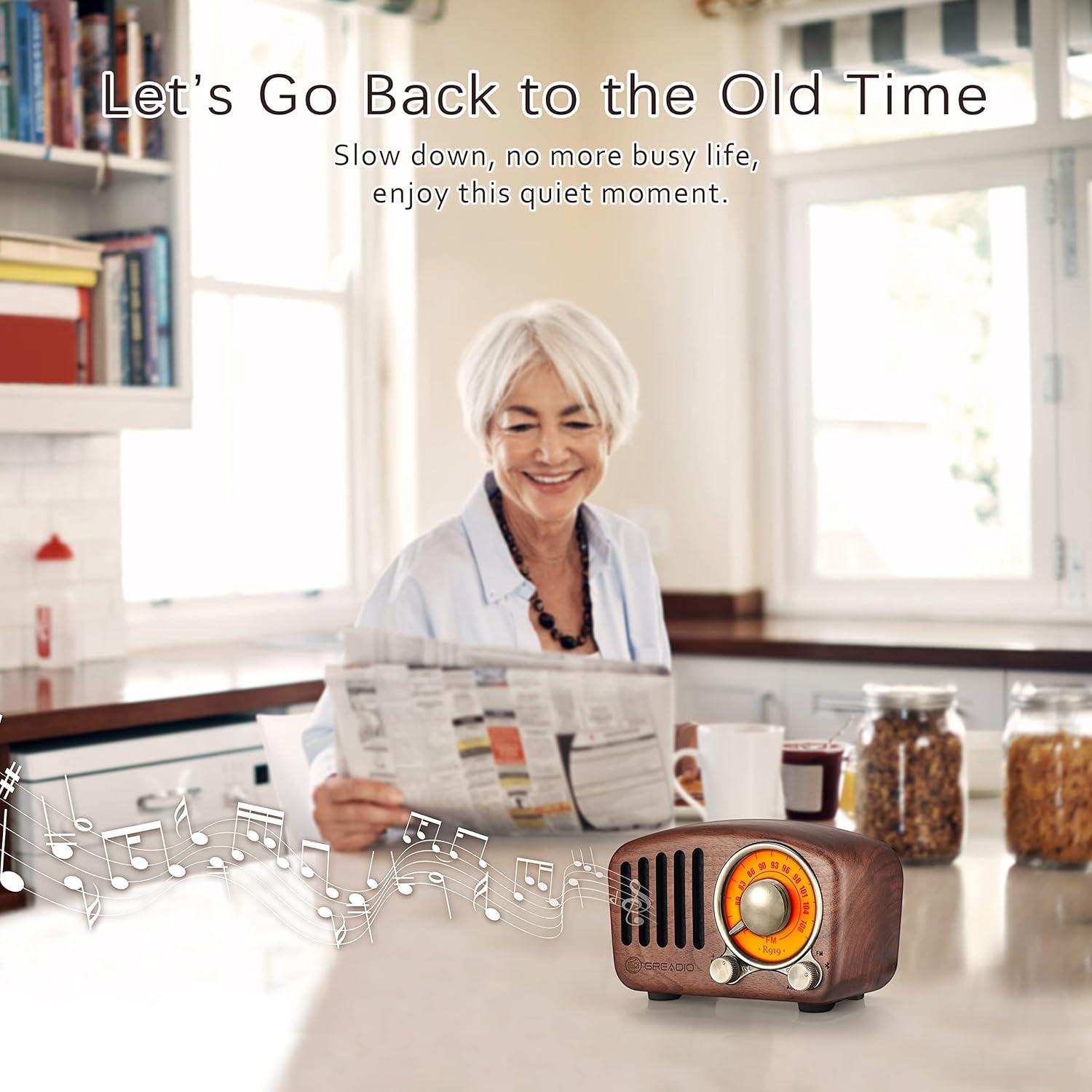 Altavoz Bluetooth Greadio R919 Madera Nogal Retro 11.18cm