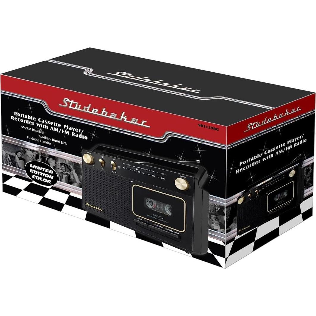 Estéreo Portátil Studebaker SB2129BG AM/FM y Grabador de Cassettes