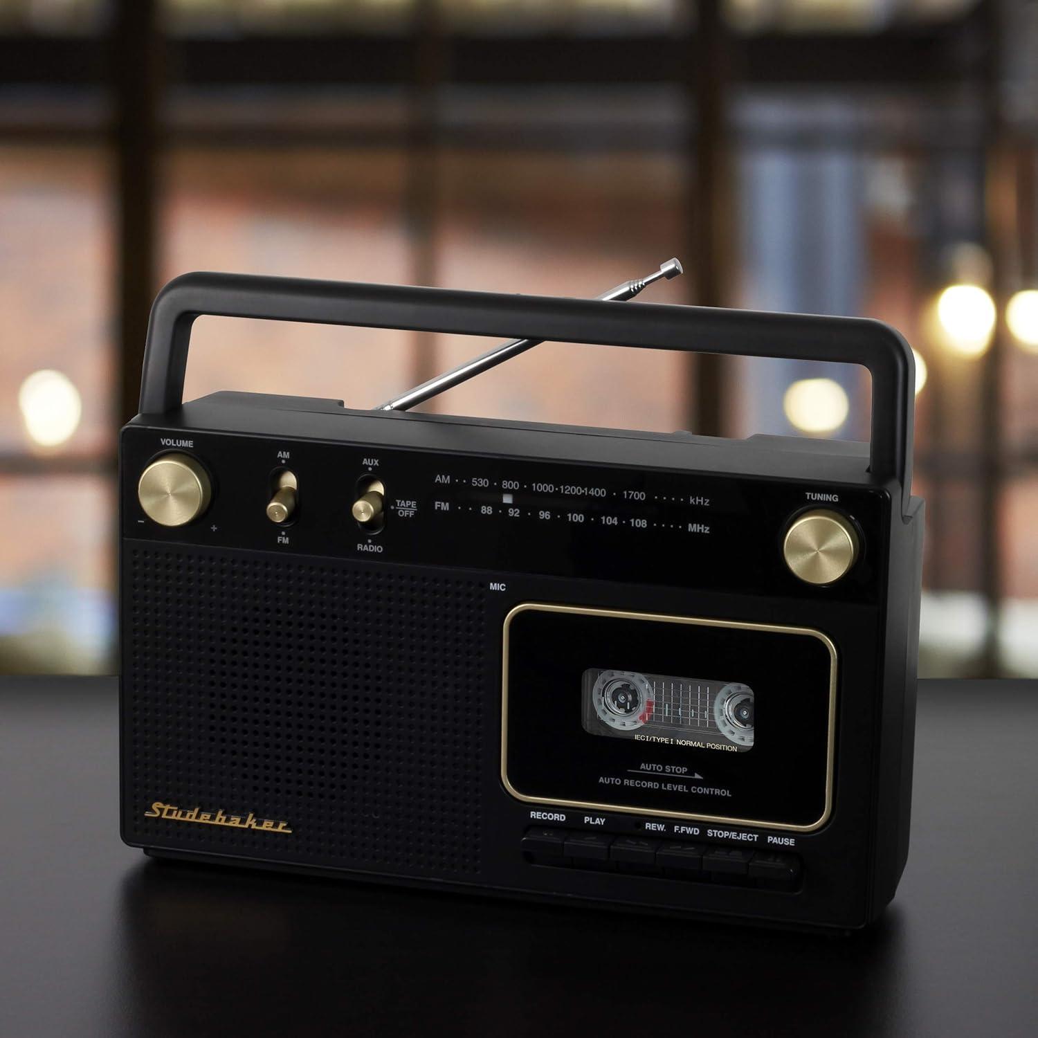 Estéreo Portátil Studebaker SB2129BG AM/FM y Grabador de Cassettes