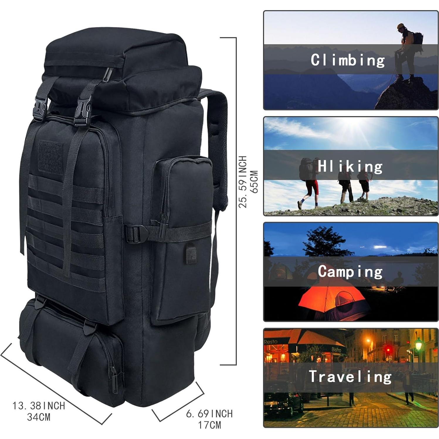 Mochila táctica Ogetok 80L impermeable para camping