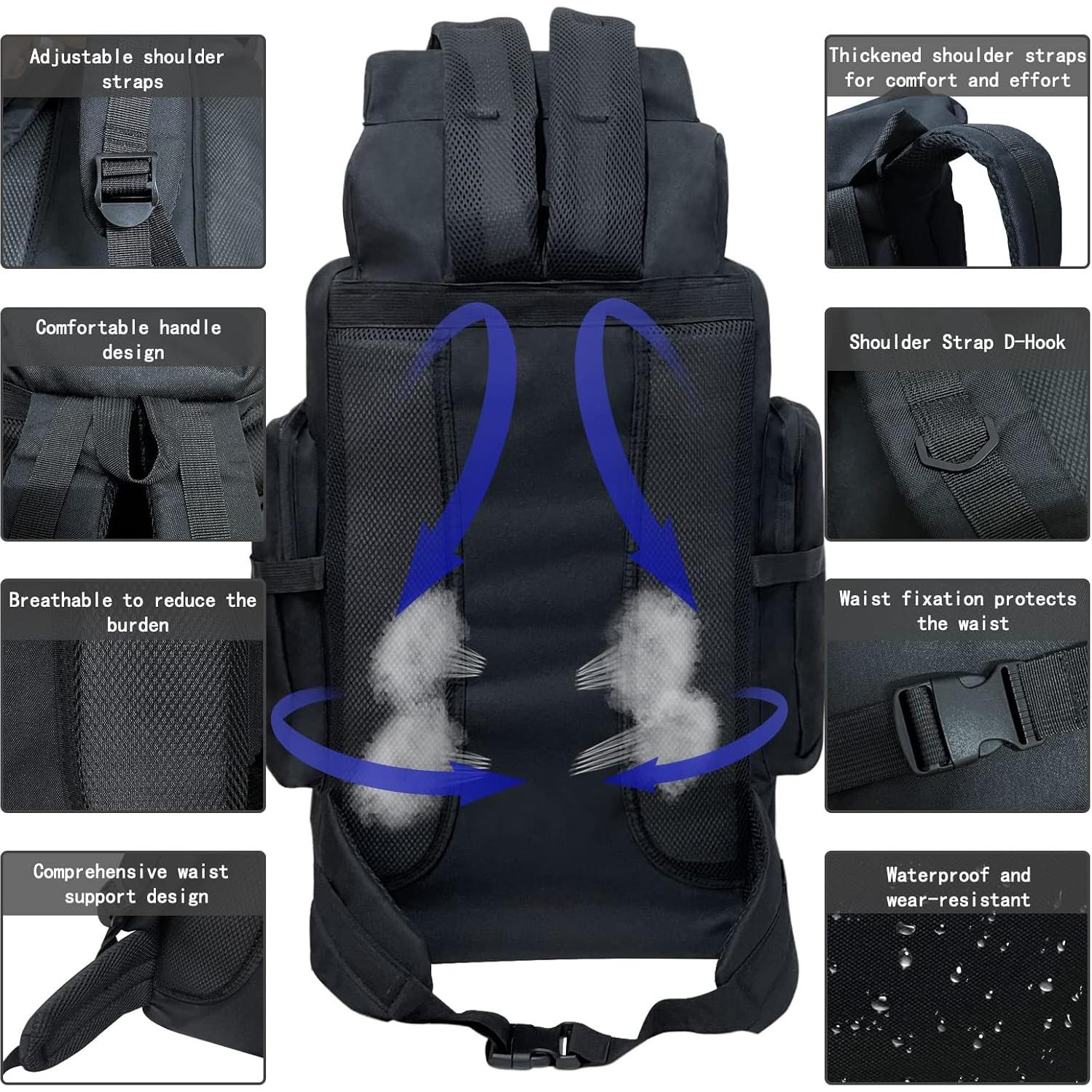 Mochila táctica Ogetok 80L impermeable para camping