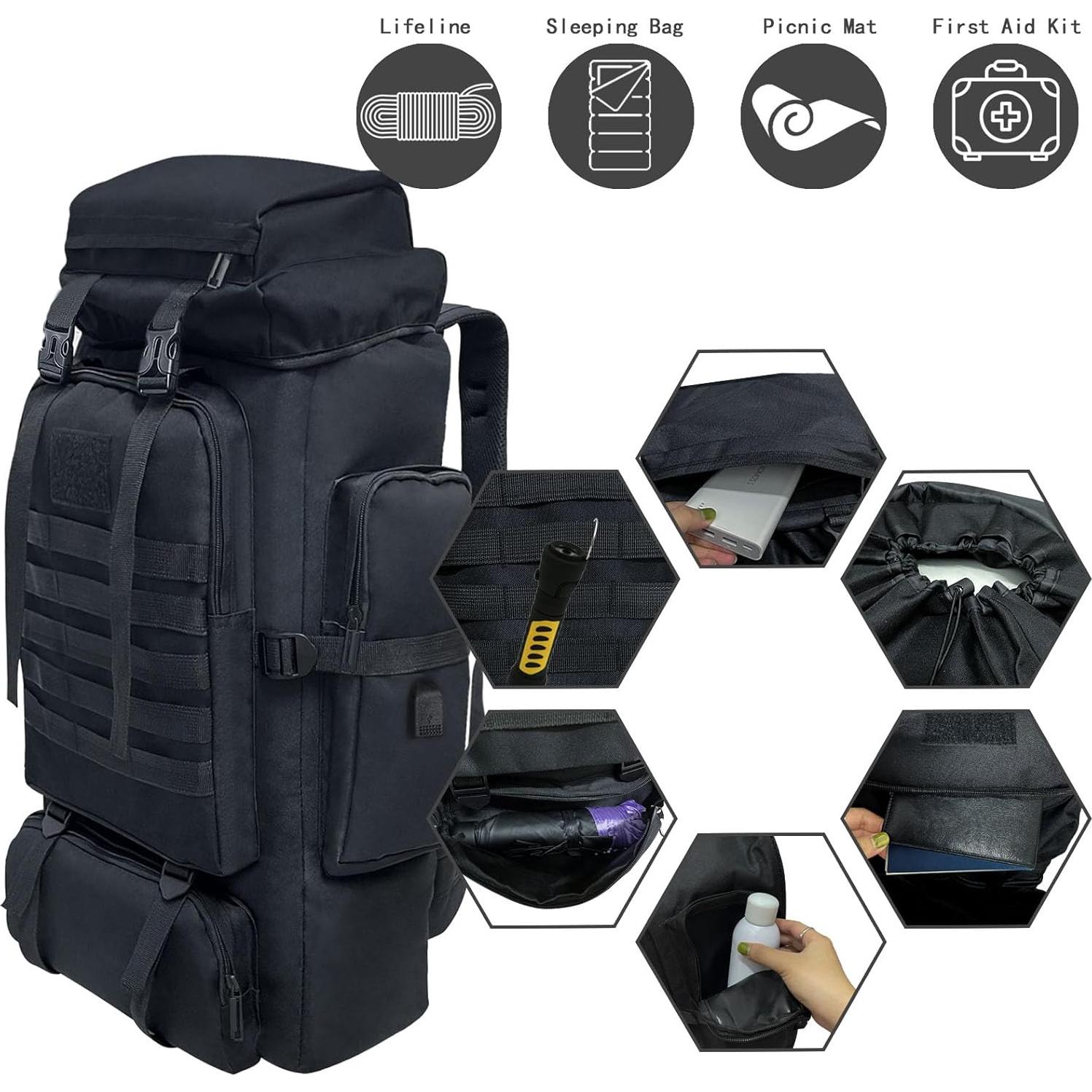 Mochila táctica Ogetok 80L impermeable para camping