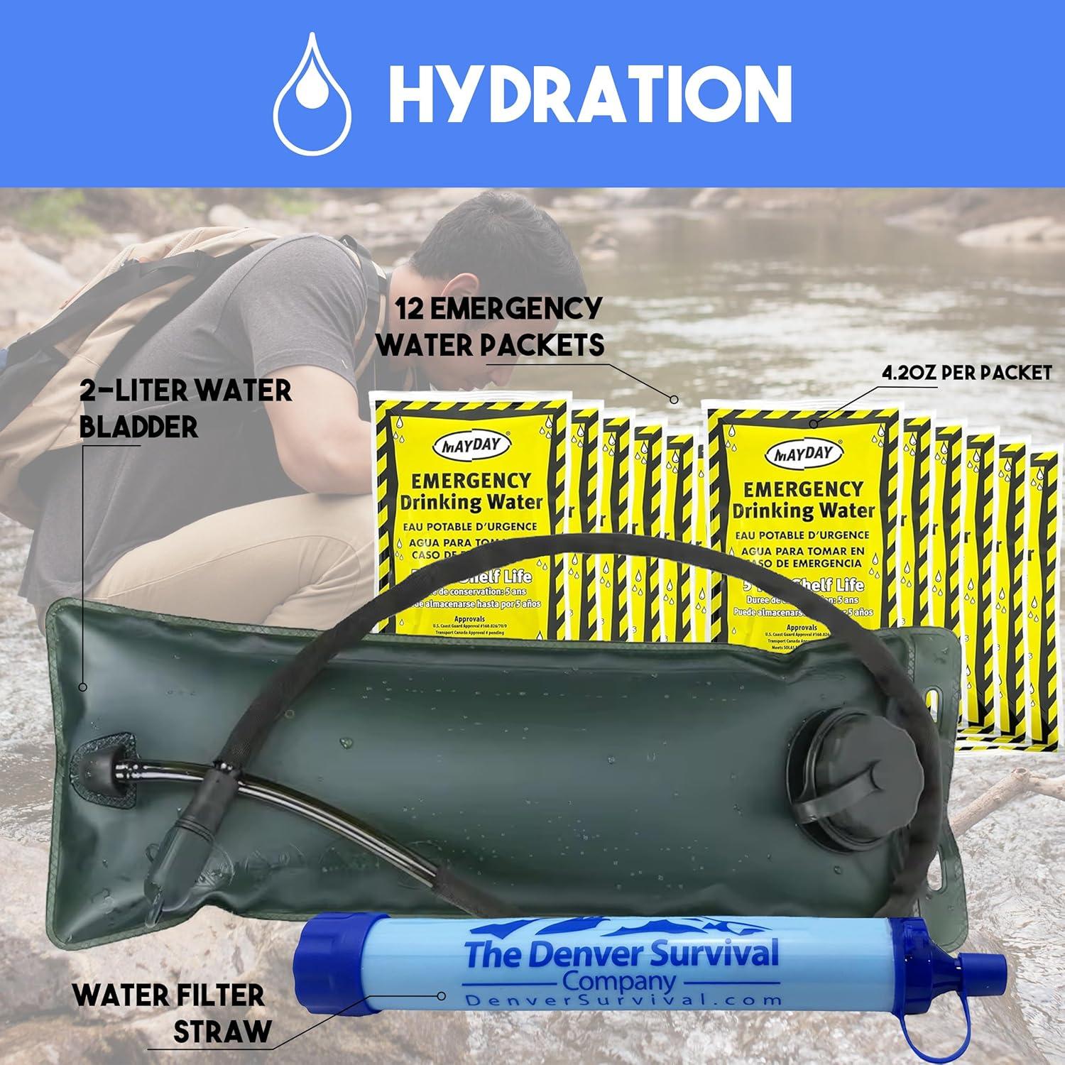 Denver: Premium 72 Hour Survival Backpack with Supplies - 2024 Model Bug Out Bag Backpack - Upgraded Go Bag Emergency Backpack w/Complete Tactical Survival Kit - Bug Out Bag Survival Kit for 2 Person