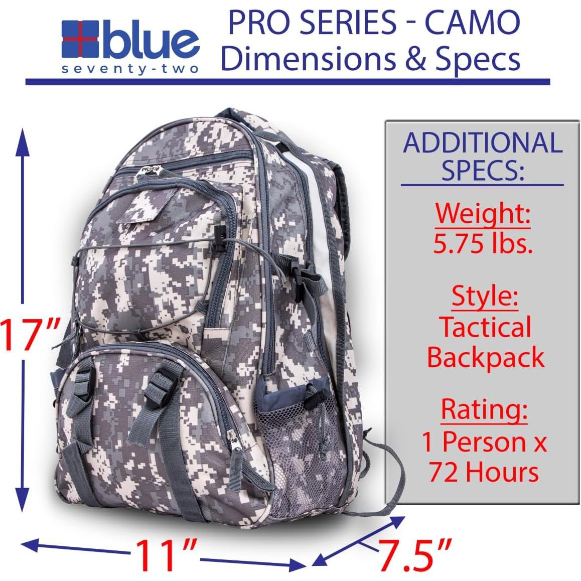Mochila de Emergencia Blue Seventy-Two Pro Camo 72 Horas