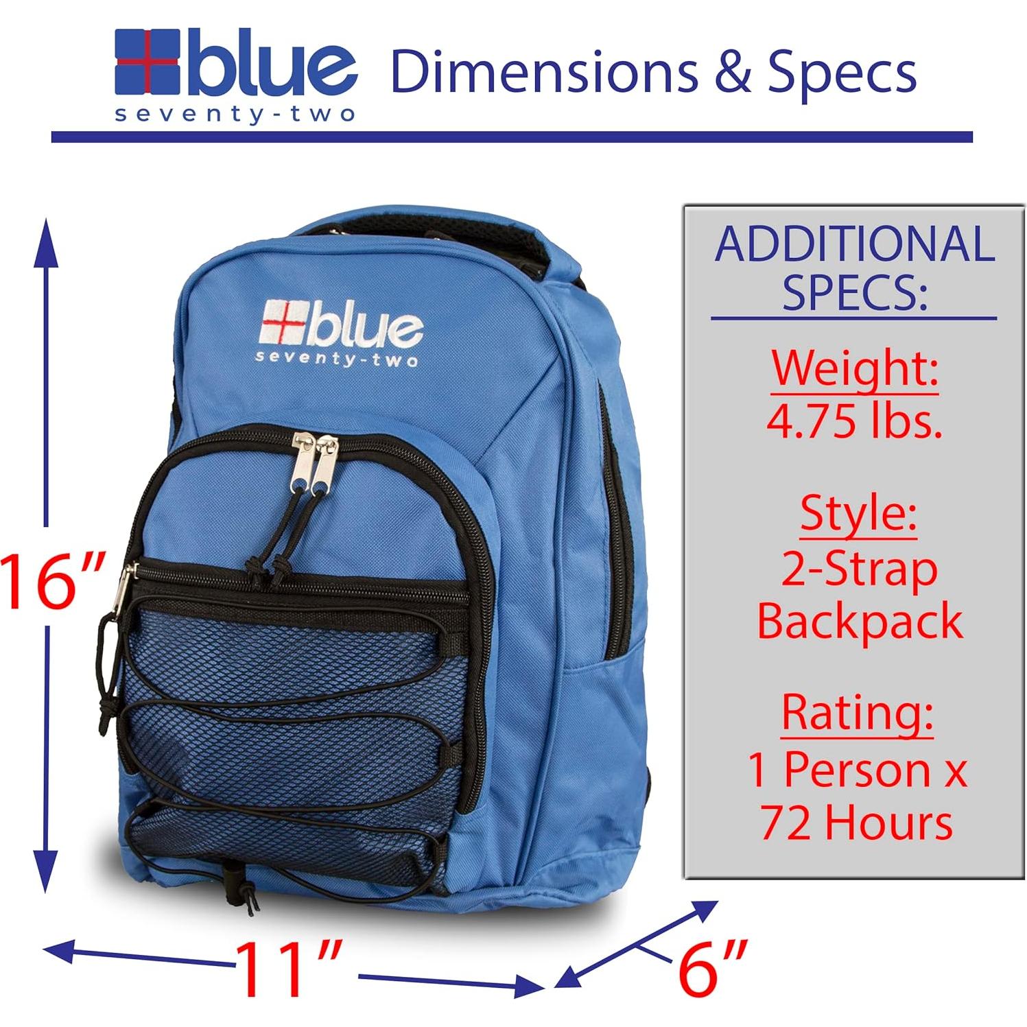 Mochila de Emergencia Blue Seventy-Two 72 Horas 1 Persona
