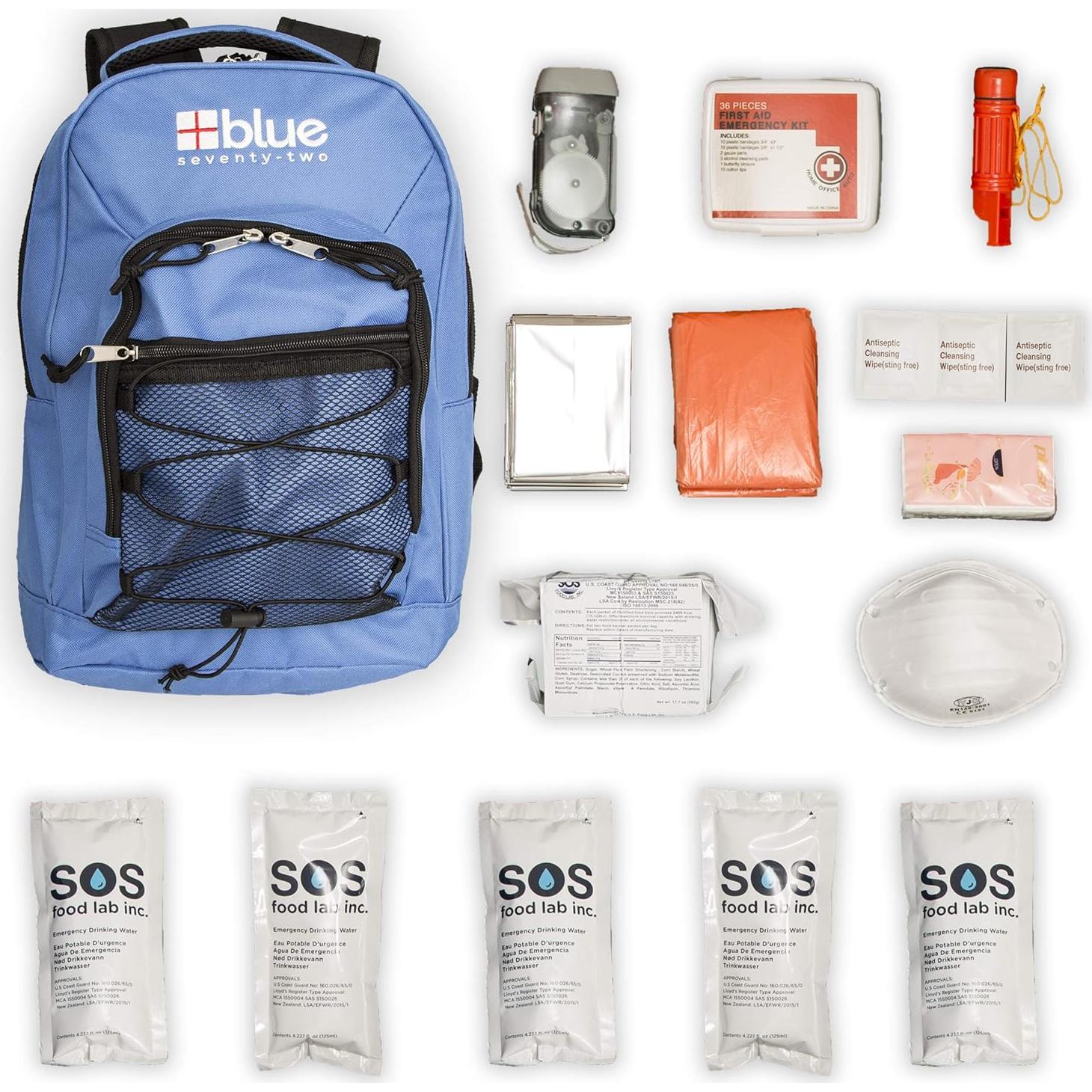 Mochila de Emergencia Blue Seventy-Two 72 Horas 1 Persona
