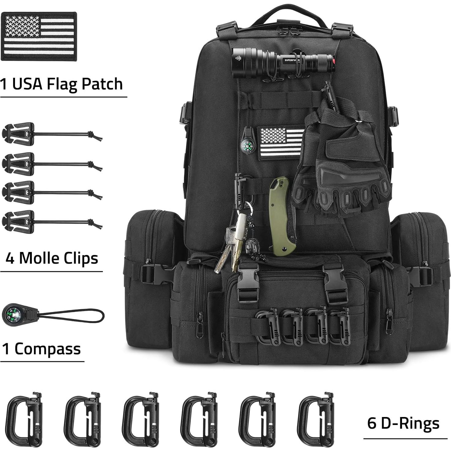 Mochila Táctica CVLIFE 60L Militar para Senderismo y Camping