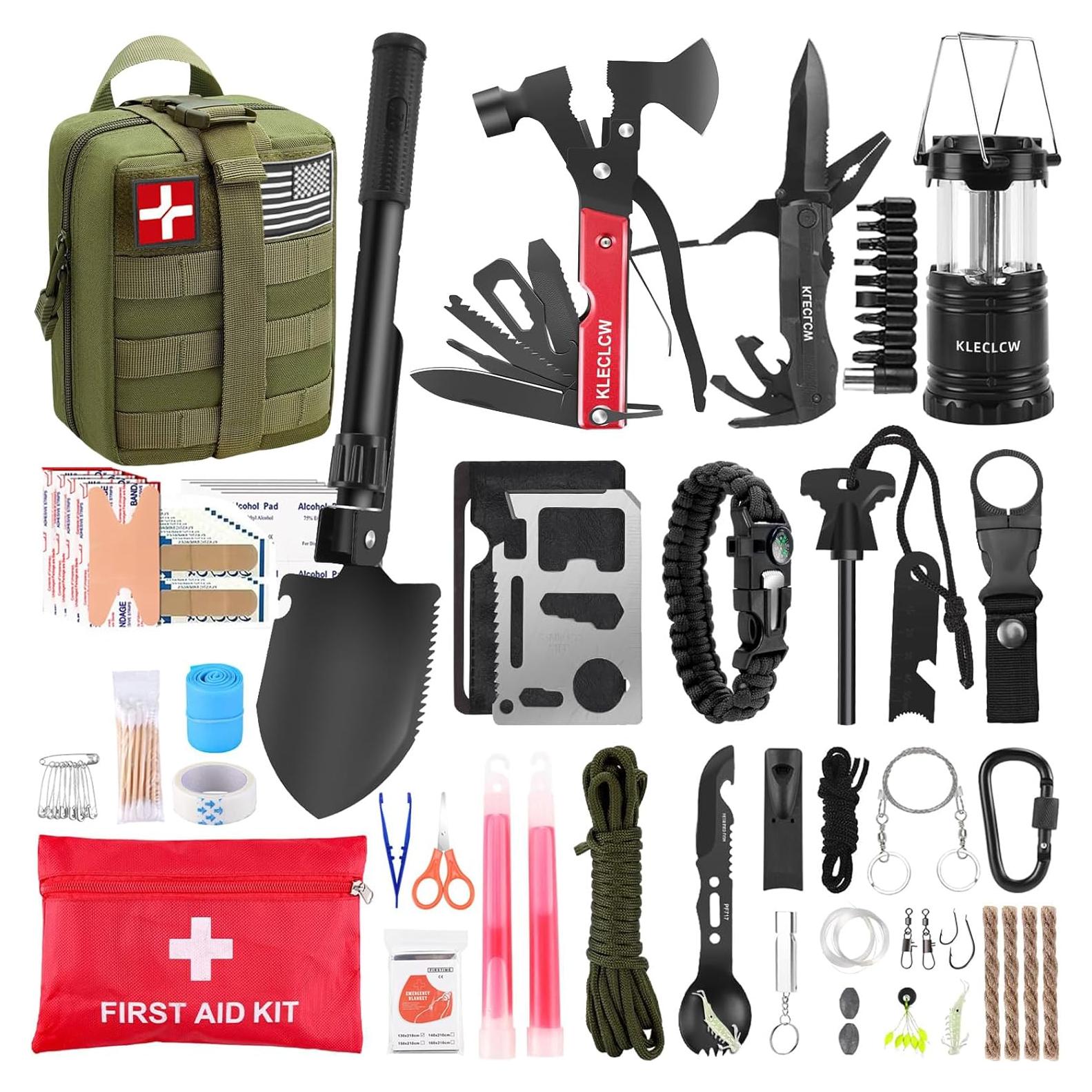 Kit de Supervivencia 160 Pcs Kleclcw con Bolsa Molle Verde