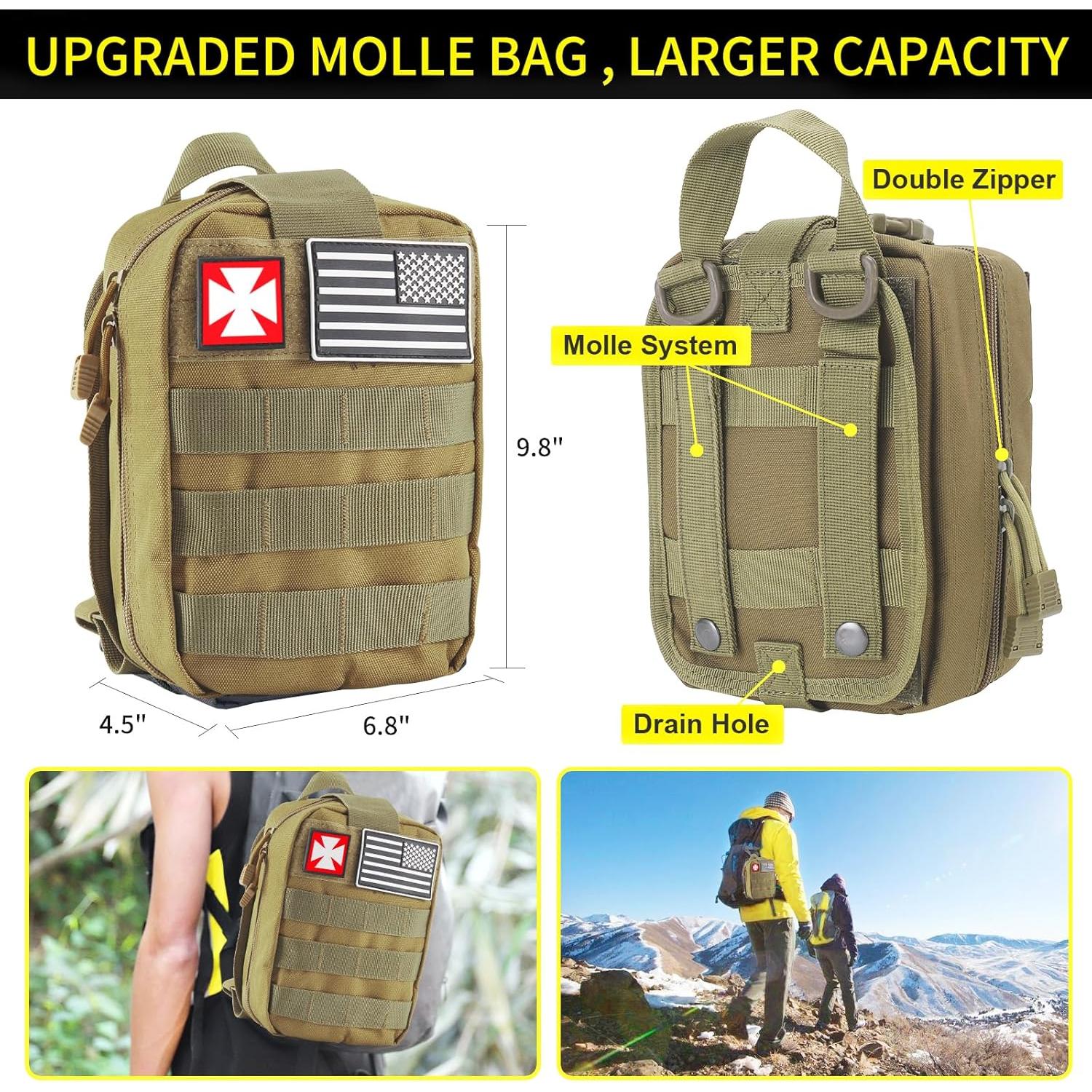 Kit de Supervivencia 160 Pcs Kleclcw con Bolsa Molle Verde