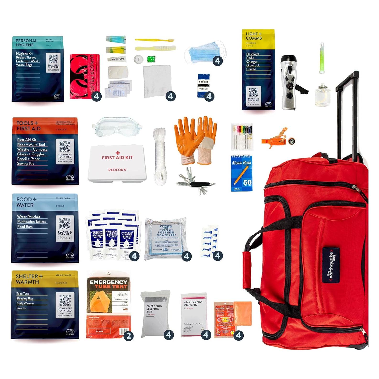 Kit de Emergencia Completo Redfora para 4 Personas