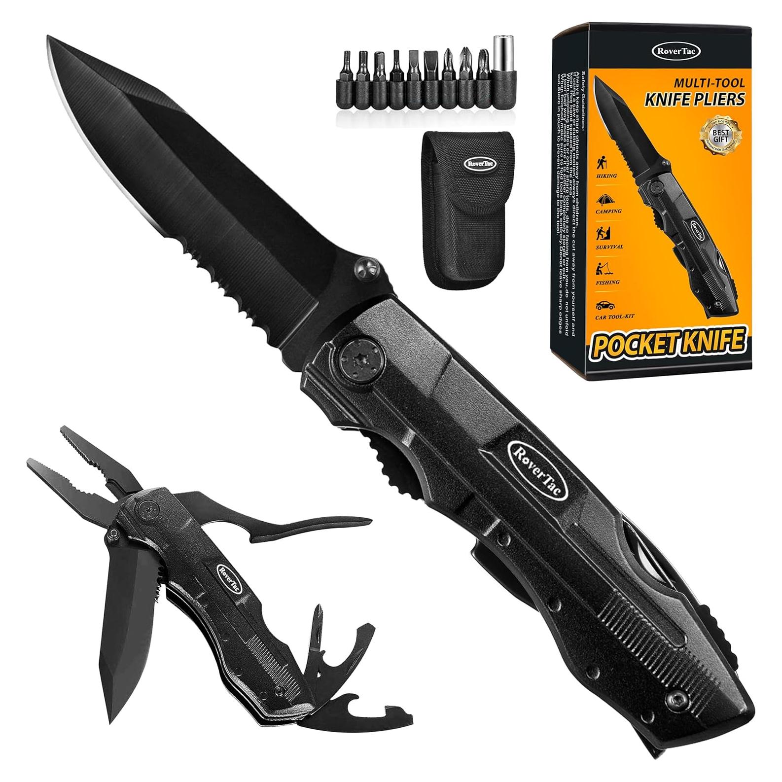 Cuchillo Multiherramienta RoverTac 15 en 1 Plegable Negro
