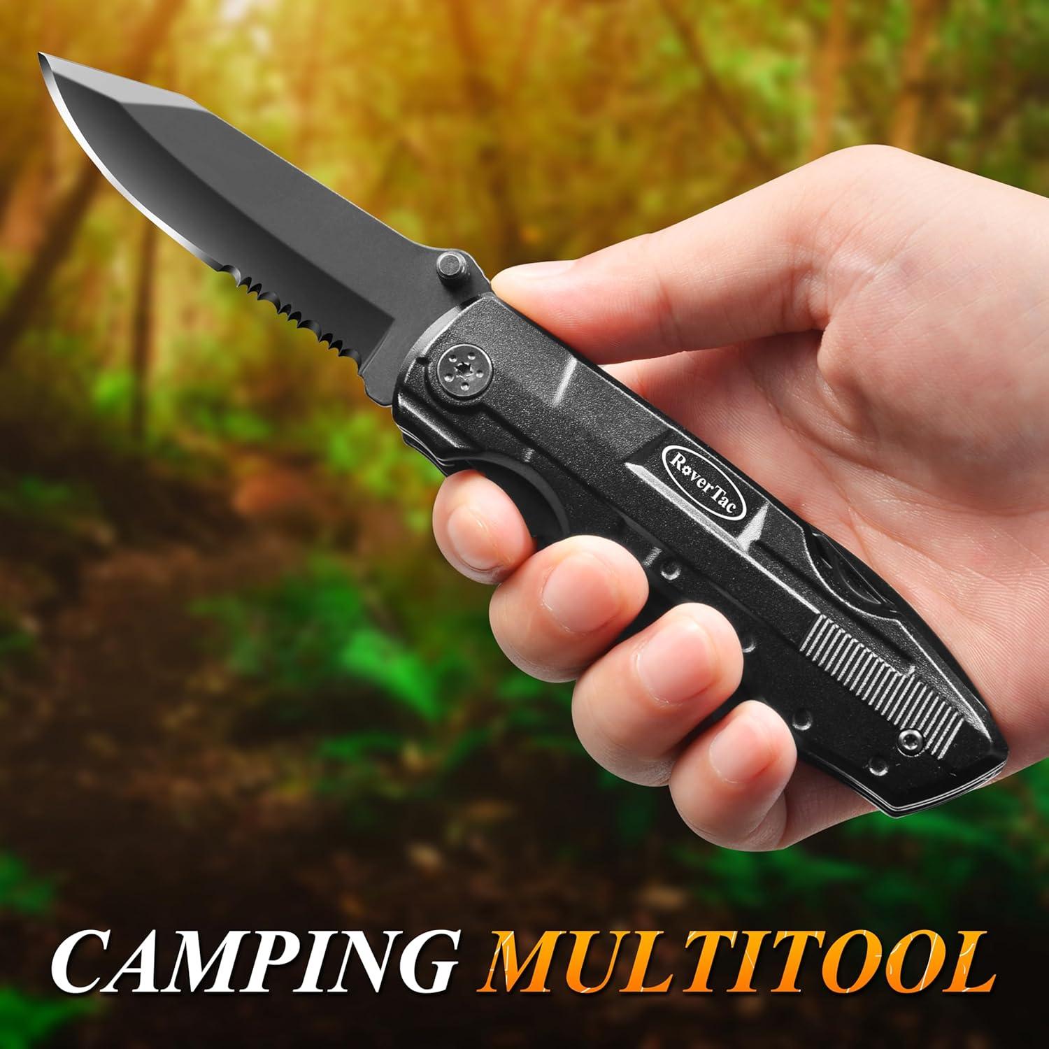 Cuchillo Multiherramienta RoverTac 15 en 1 Plegable Negro