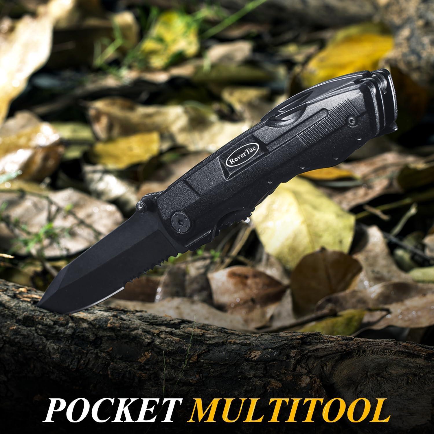 Cuchillo Multiherramienta RoverTac 15 en 1 Plegable Negro