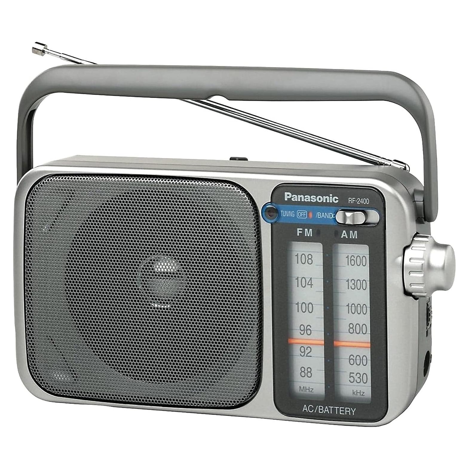 Panasonic Portable AM/FM Radio, Battery Operated Analog Radio, AC Powered, Silver (RF-2400D)