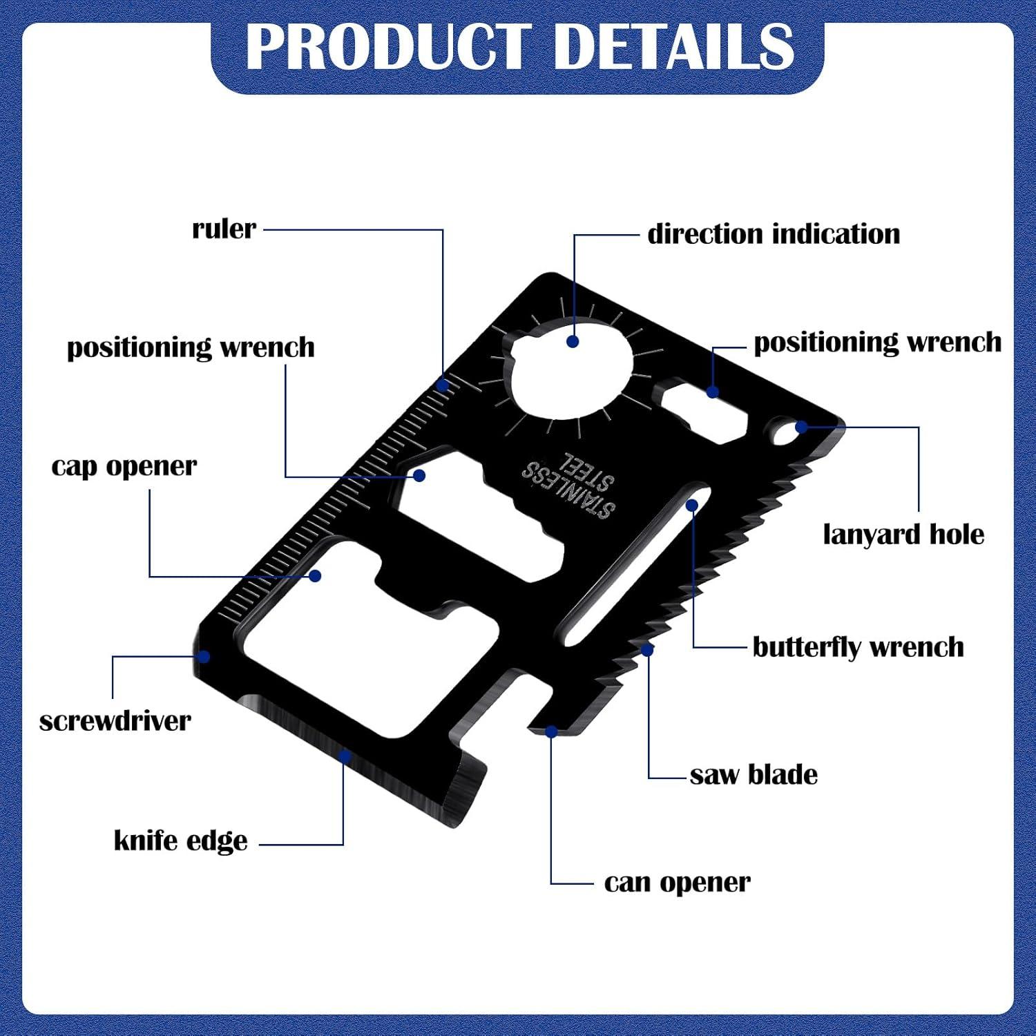 WILLBOND 24 Herramientas de Supervivencia 11 en 1 Negro