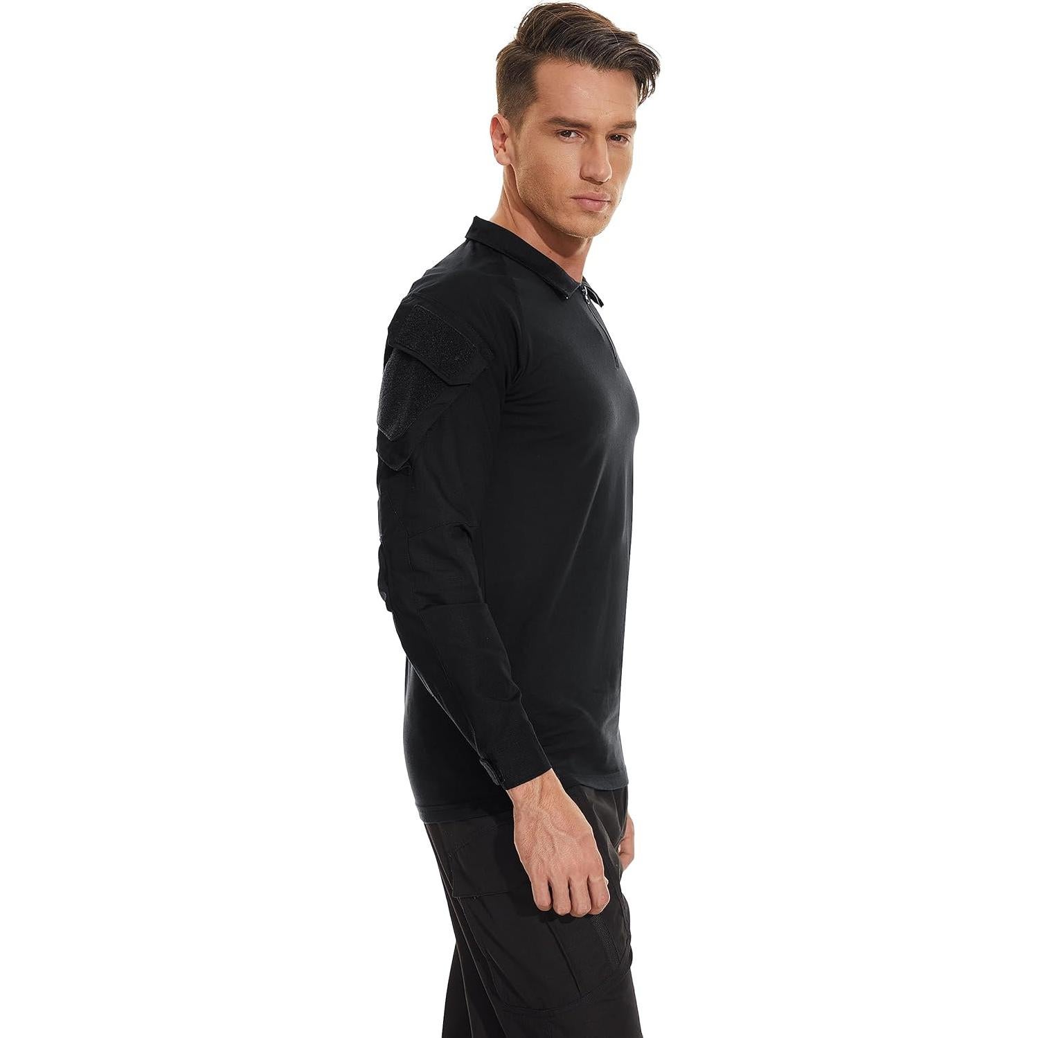 Men's Tactical Shirt Long Sleeve Combat Shirt 1/4 Zip with Pockets Military Army Paintball Airsoft Breathable