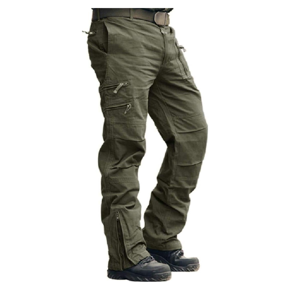 Men's Cargo Pants Tactical Work Pants for Men Ripstop 9 Pockets Construction Trousers (No Belt)