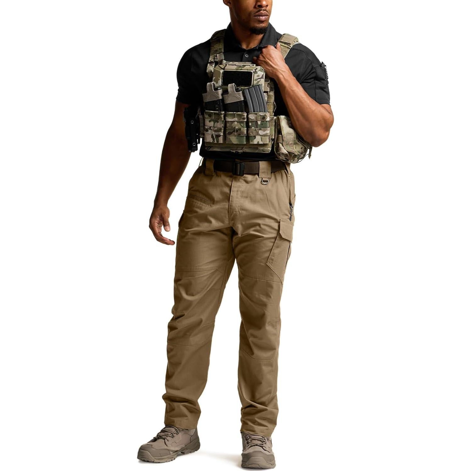 CQR Men's Tactical Pants, Water Resistant Ripstop Cargo Pants, Lightweight EDC Work Hiking Pants, Outdoor Apparel