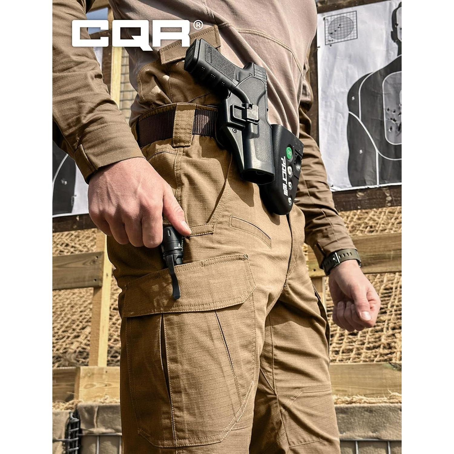 CQR Men's Tactical Pants, Water Resistant Ripstop Cargo Pants, Lightweight EDC Work Hiking Pants, Outdoor Apparel