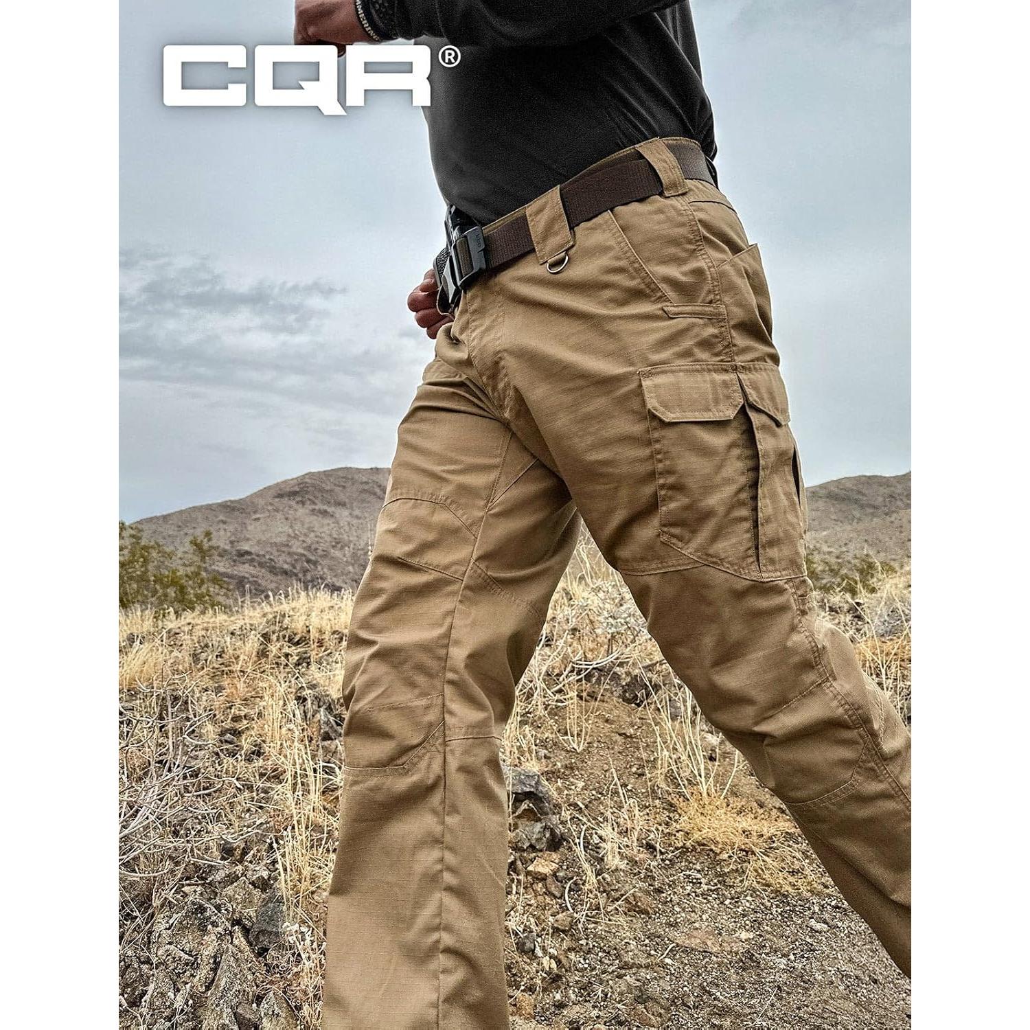 CQR Men's Tactical Pants, Water Resistant Ripstop Cargo Pants, Lightweight EDC Work Hiking Pants, Outdoor Apparel