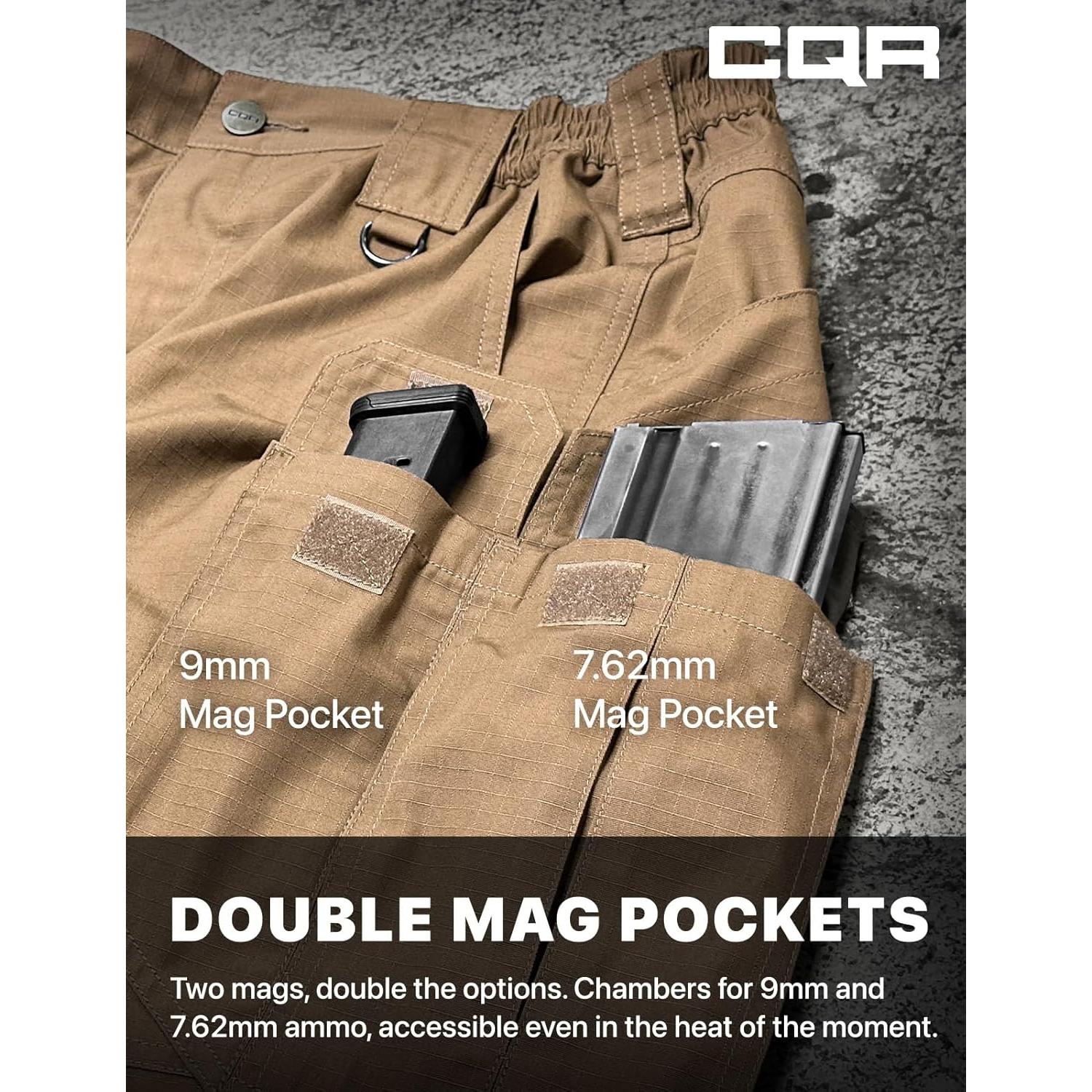CQR Men's Tactical Pants, Water Resistant Ripstop Cargo Pants, Lightweight EDC Work Hiking Pants, Outdoor Apparel