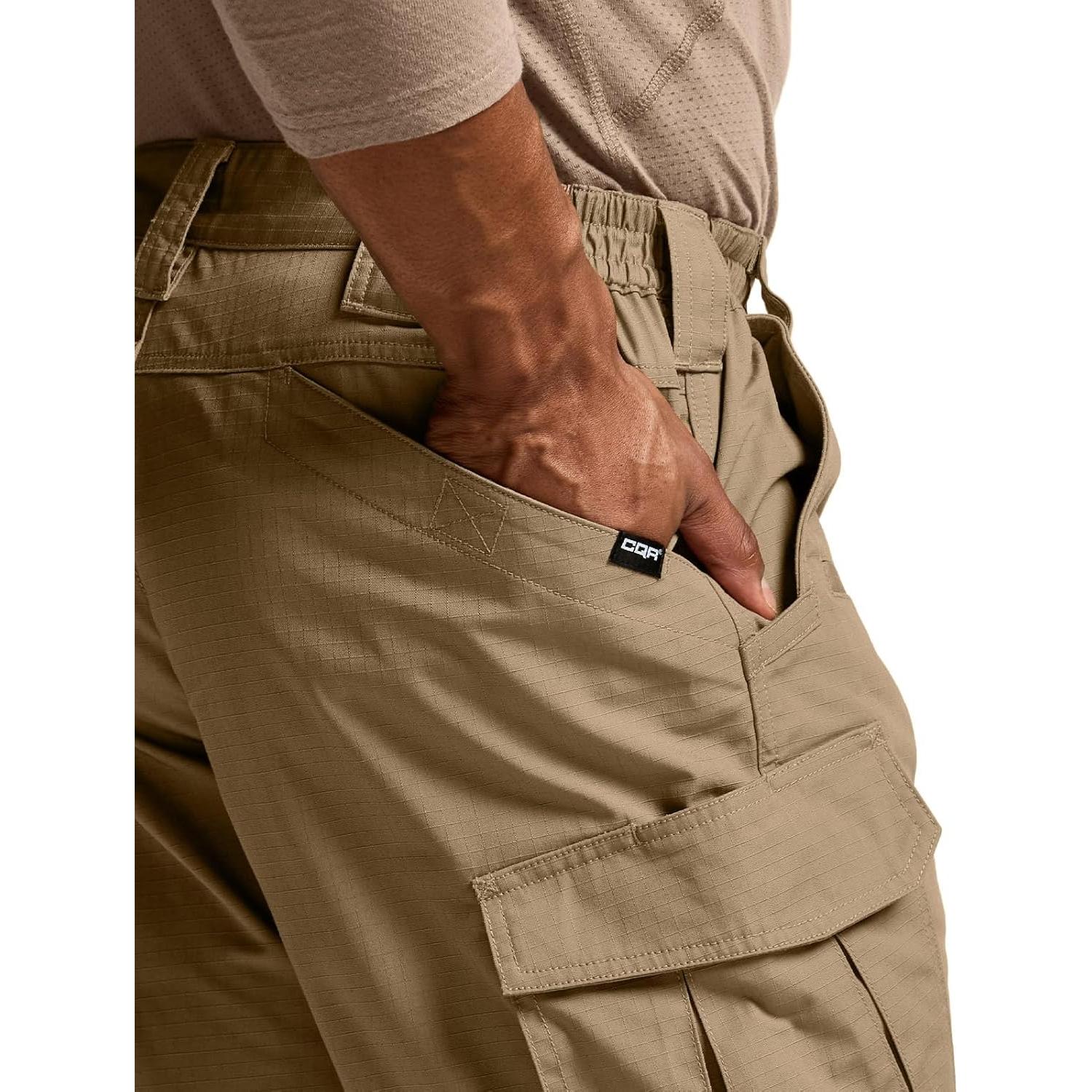 CQR Men's Tactical Pants, Water Resistant Ripstop Cargo Pants, Lightweight EDC Work Hiking Pants, Outdoor Apparel