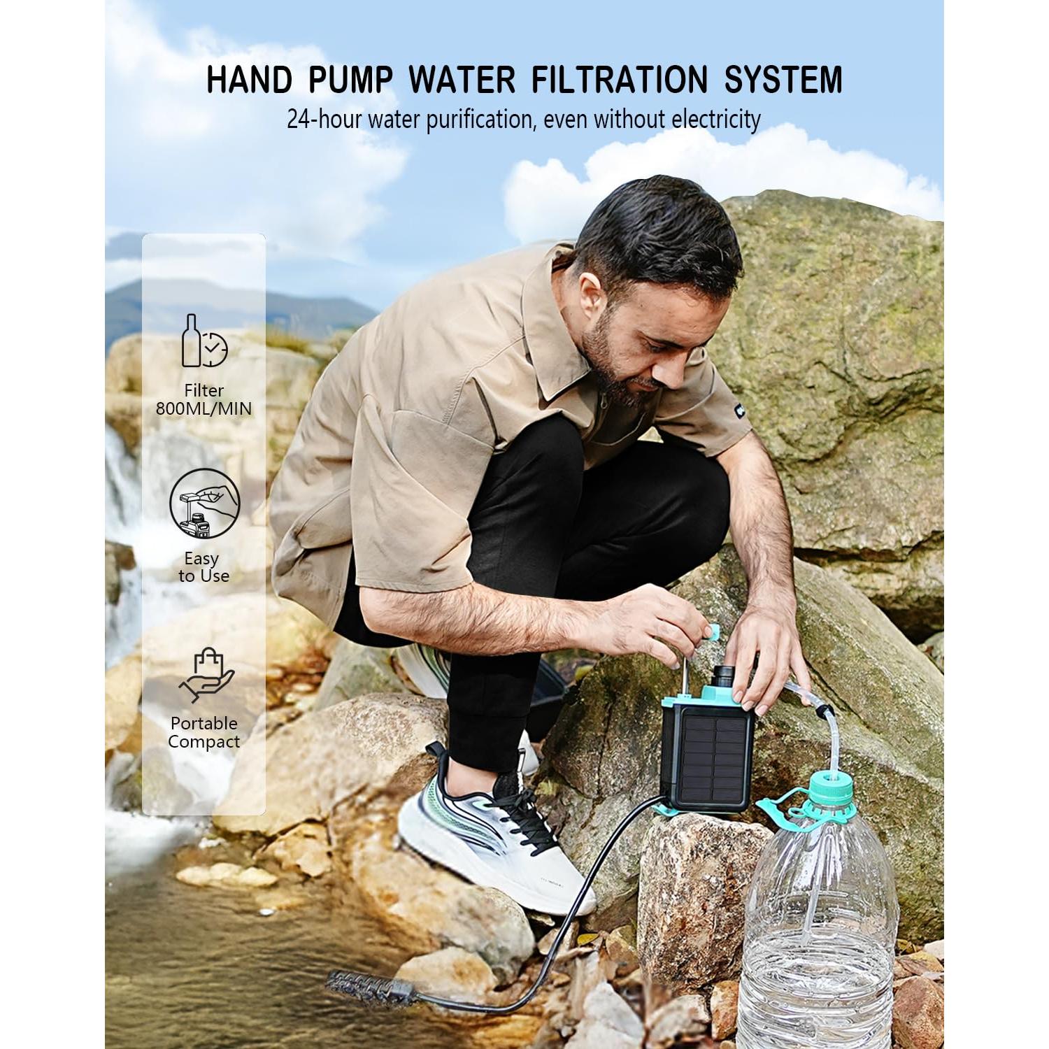 Purificador de Agua Solar BK-3000 3 en 1 para Camping