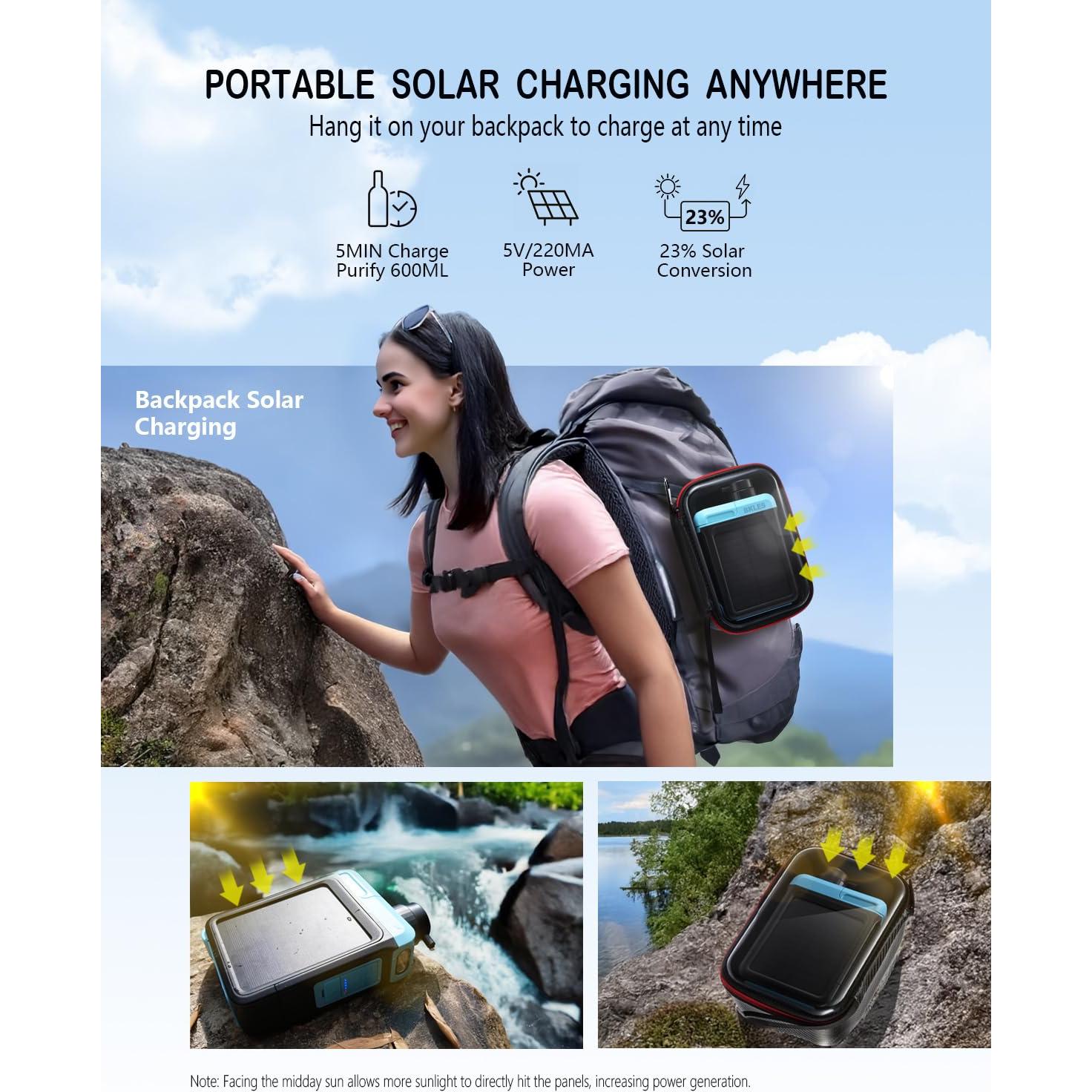 Purificador de Agua Solar BK-3000 3 en 1 para Camping