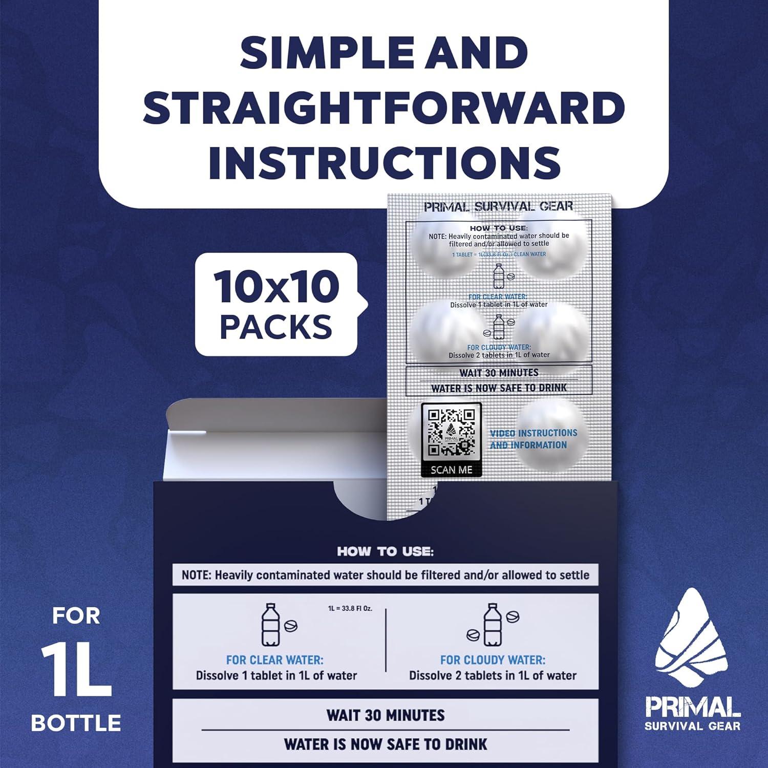 Tabletas Purificadoras de Agua Primal 100 Tabletas 1L