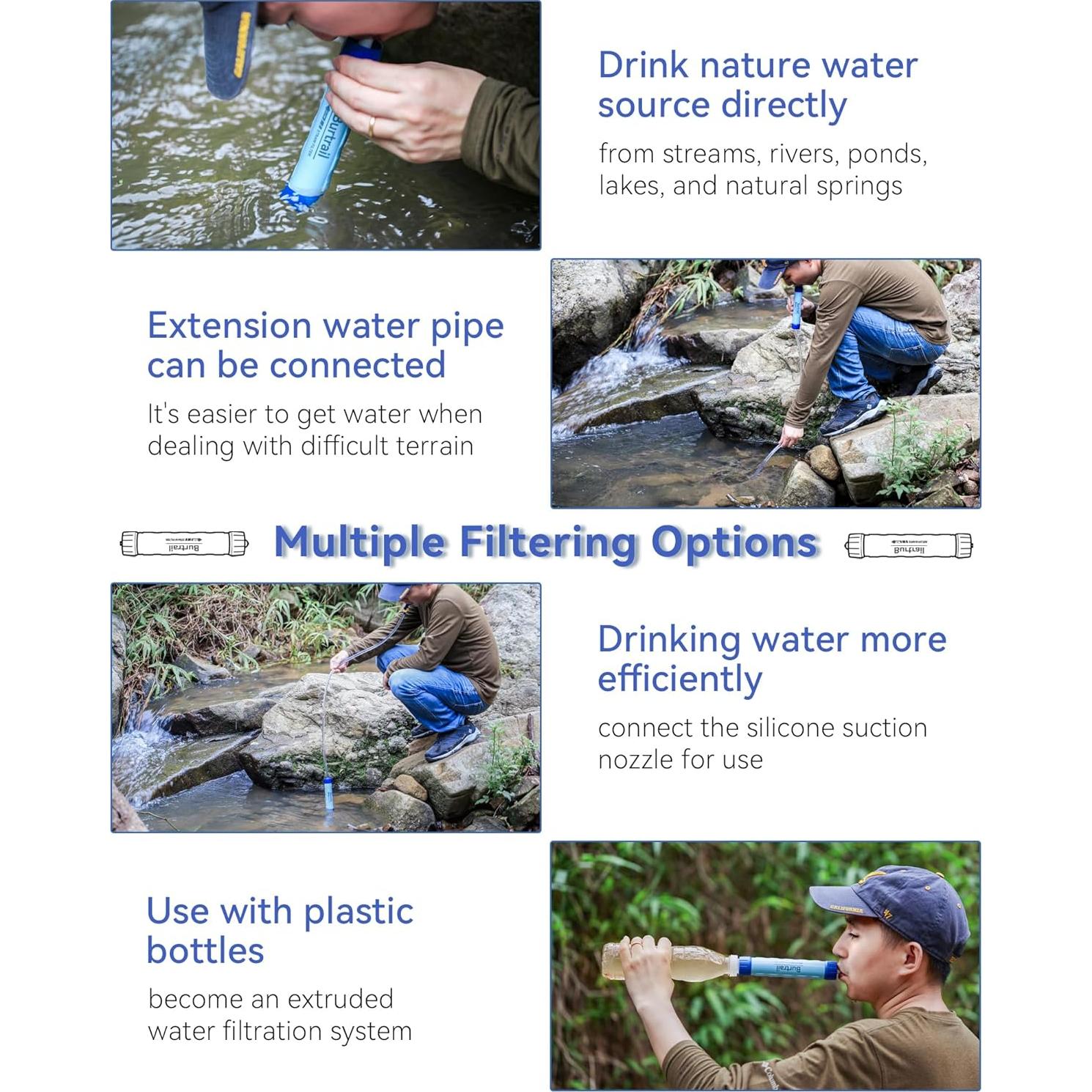 Filtro de Agua Burtrail Pro 3L, Purificador Camping 0.01µm