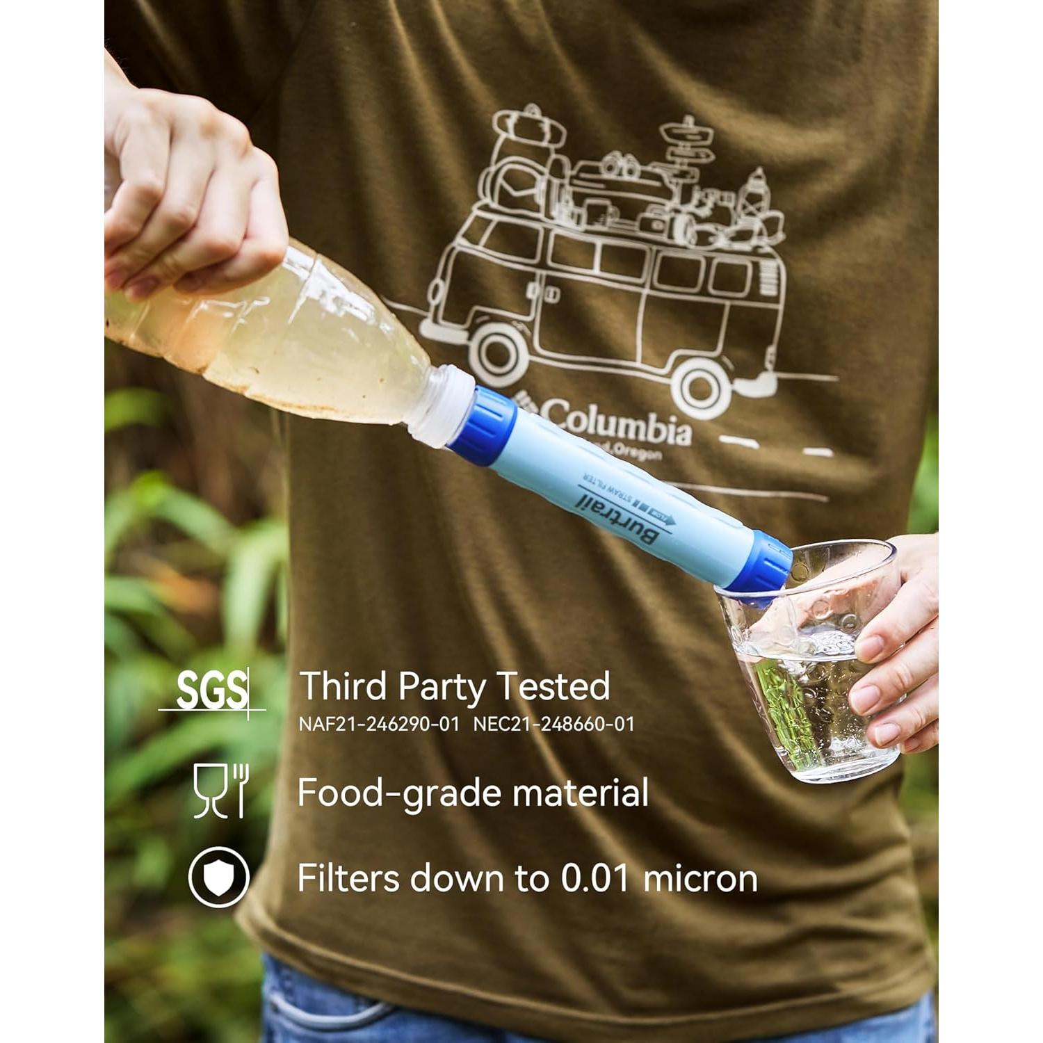 Filtro de Agua Burtrail Pro 3L, Purificador Camping 0.01µm