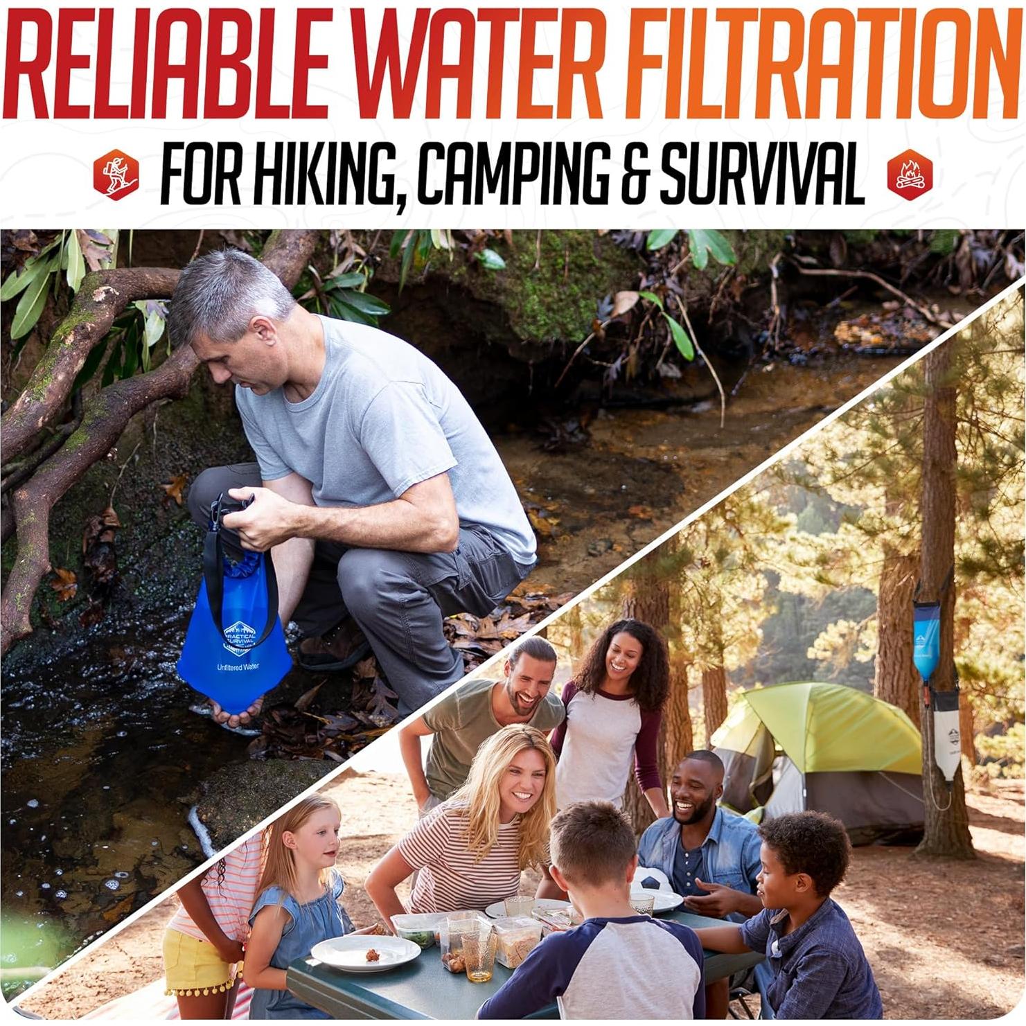 Filtro de Agua Portátil Supervivencia Práctica 20cm Ligero