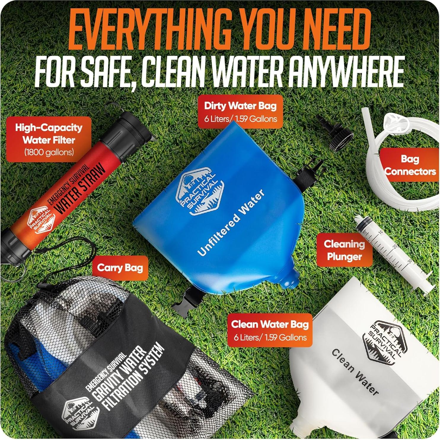 Filtro de Agua Portátil Supervivencia Práctica 20cm Ligero