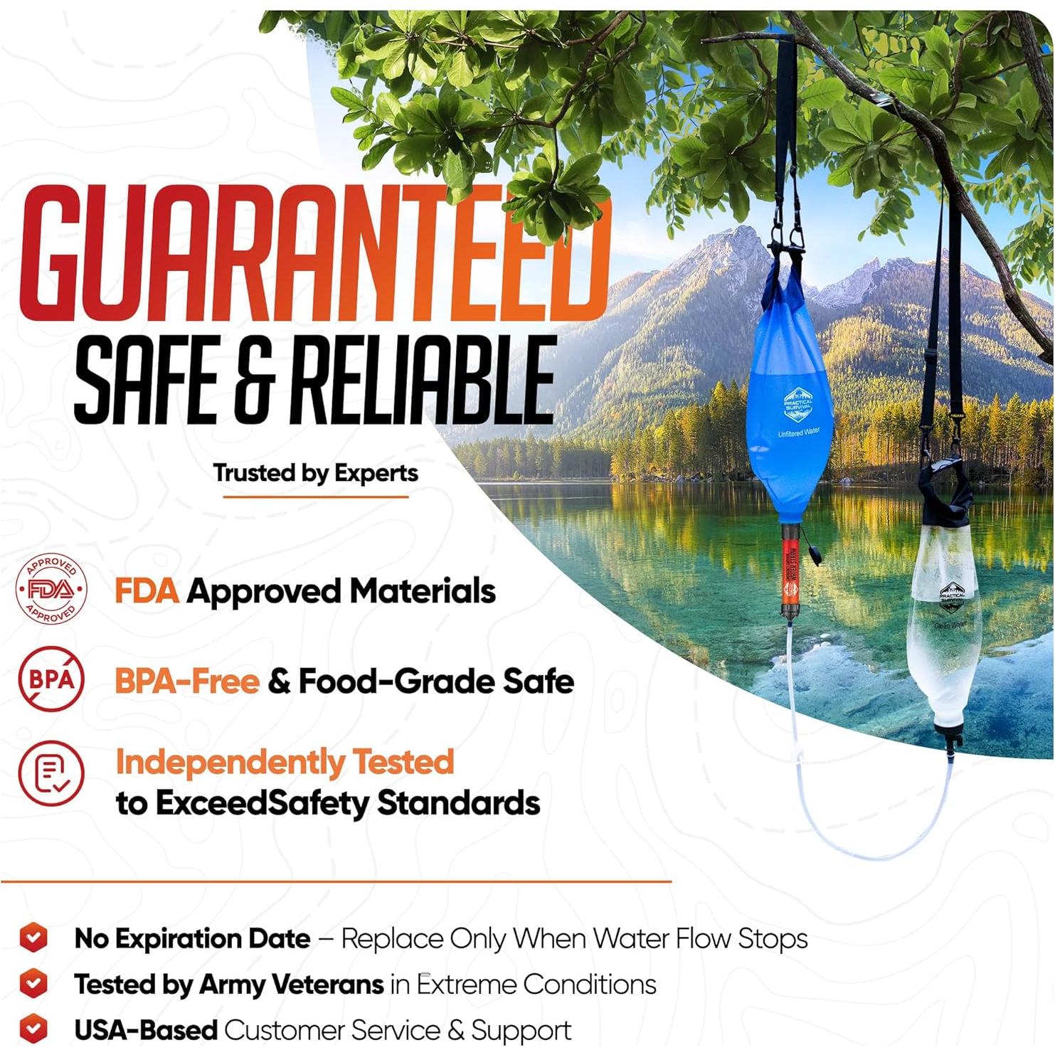 Filtro de Agua Portátil Supervivencia Práctica 20cm Ligero