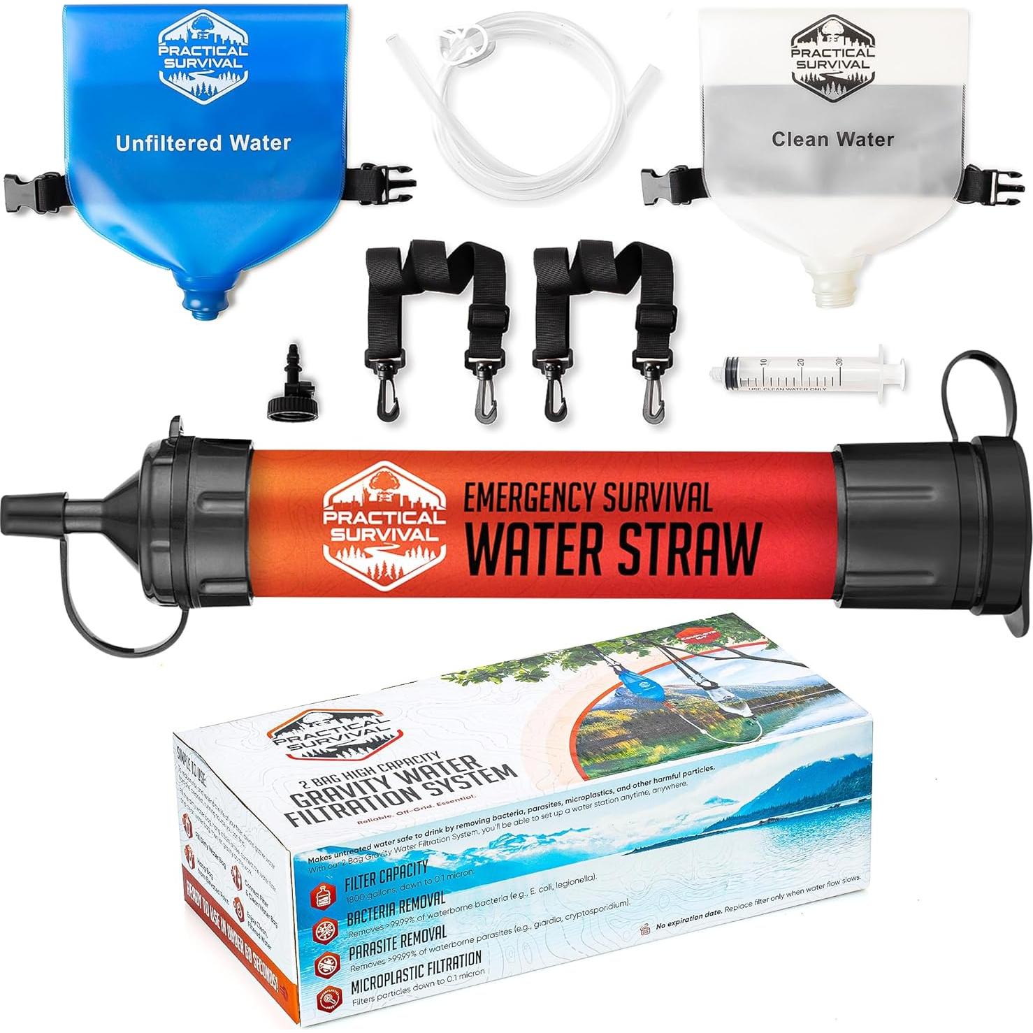 Filtro de Agua Portátil Supervivencia Práctica 20cm Ligero