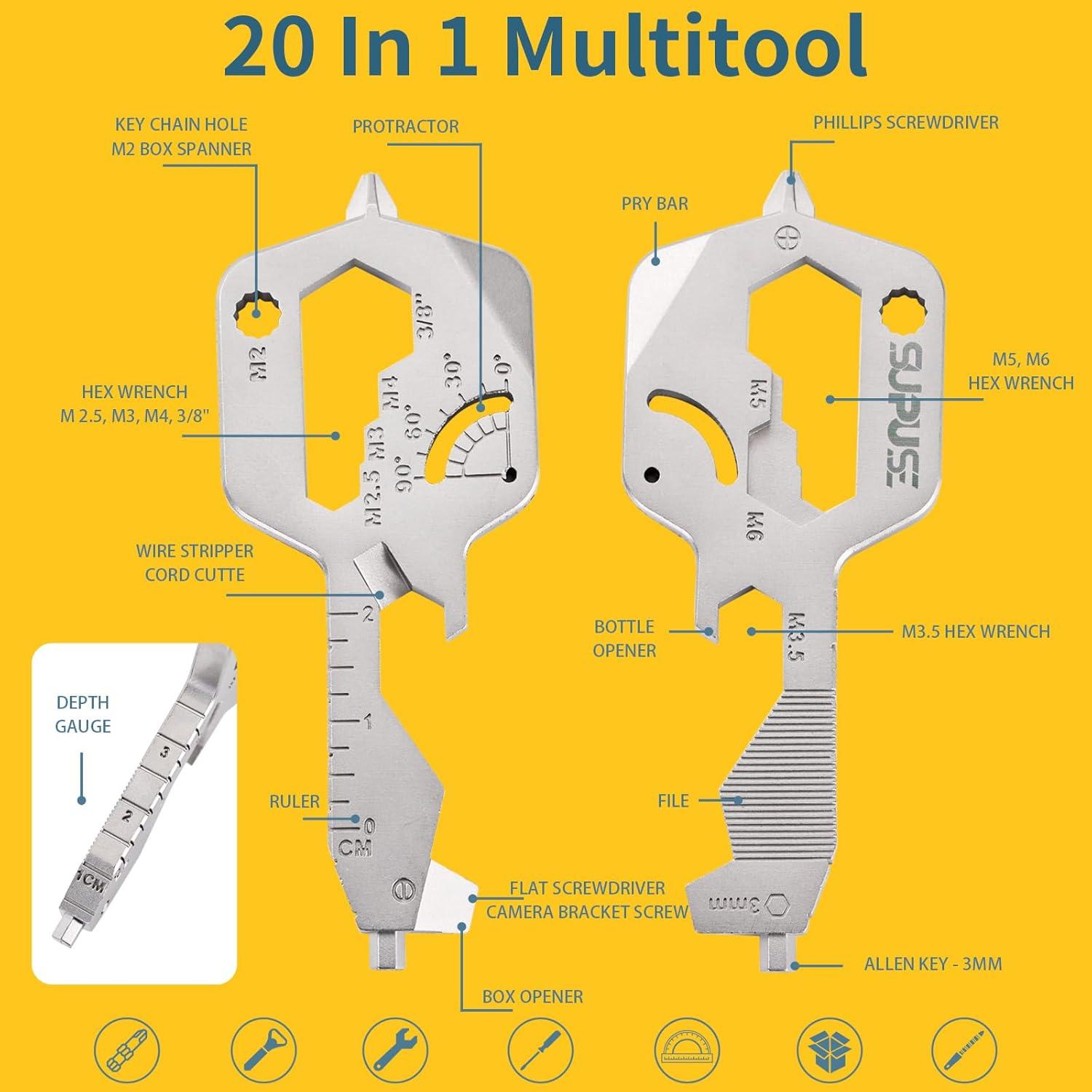 Multiherramienta Llave 20 en 1 Supuse - Acero Inoxidable Plata