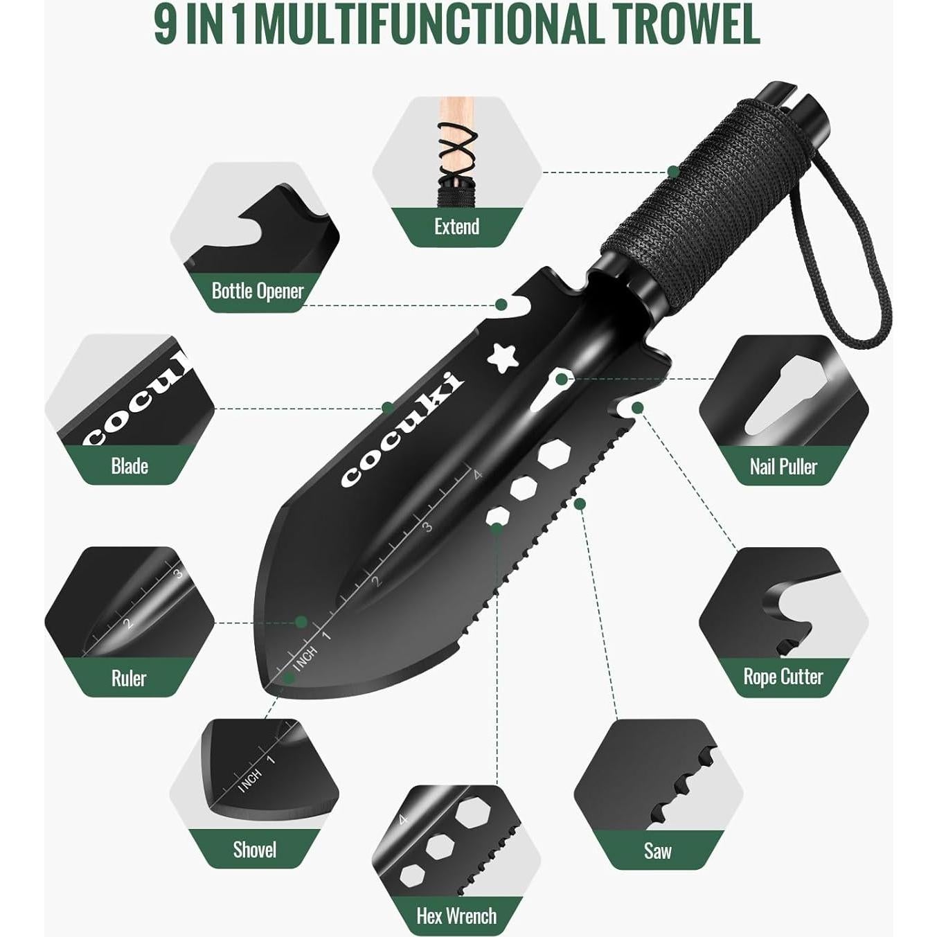 Pala de Camping CoCuKi Ultraligera 9 en 1 para Senderismo